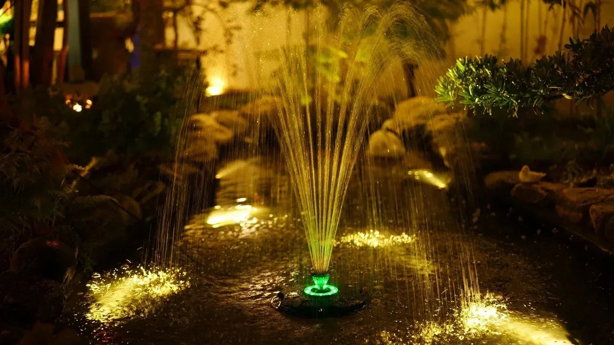 Titelbild Garten Solar Springbrunnen lighting
