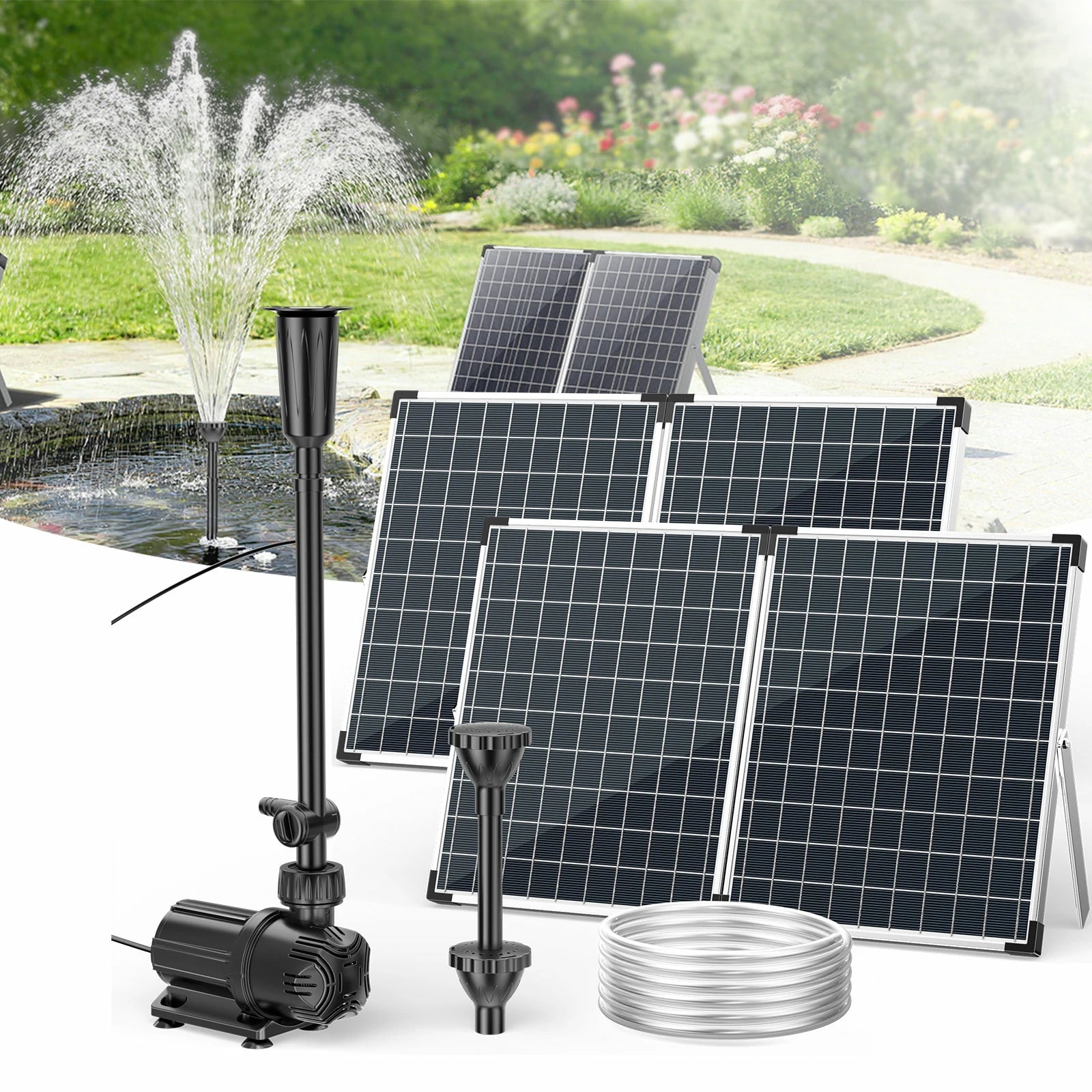 Pompe de fontaine solaire 120 W, 6000 l/h pour bassins de jardin, jardin aquatique