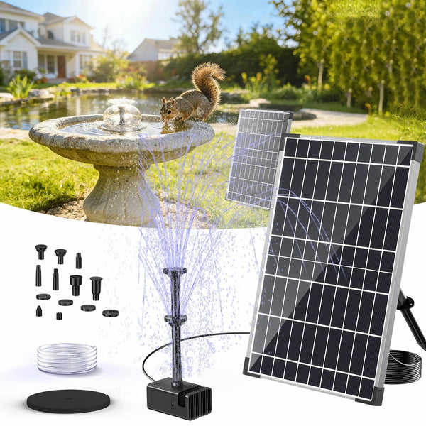 Pompe de fontaine solaire 12 W avec batterie, fonctionnement jour et nuit