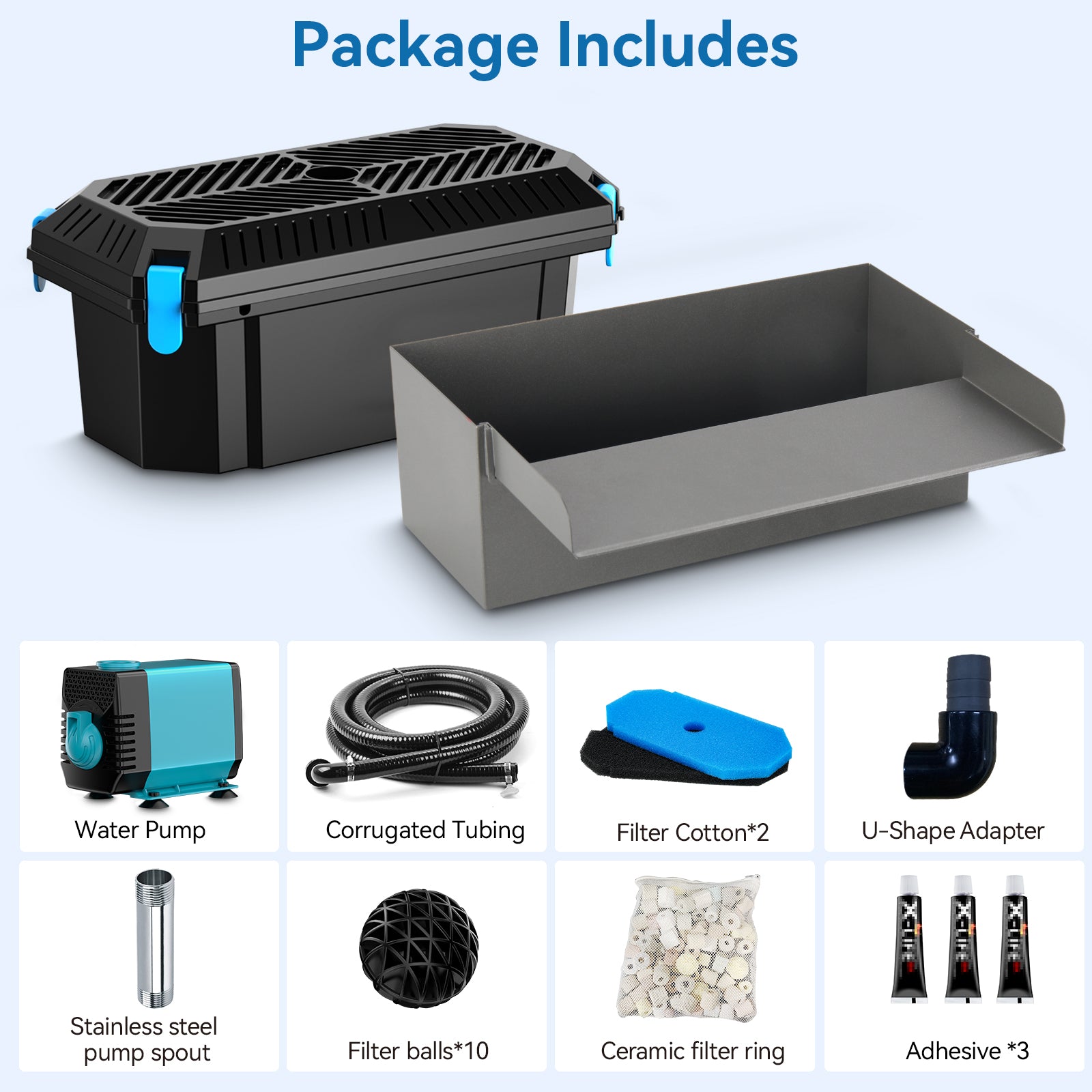 Déversoir de cascade 40 W 660 GPH avec kit de filtre pour bassin