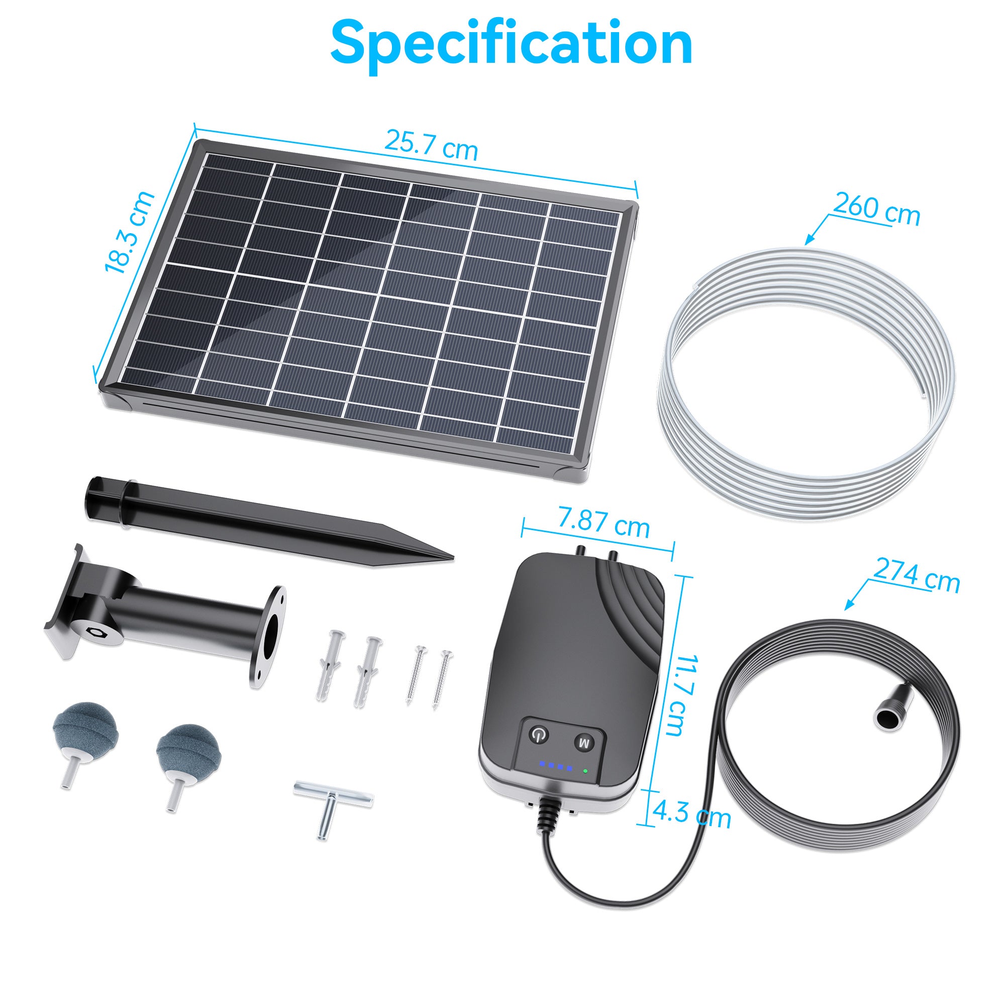 Aérateur de bassin Poposoap – Pompe à oxygène solaire 15 W pour bassins à poissons extérieurs