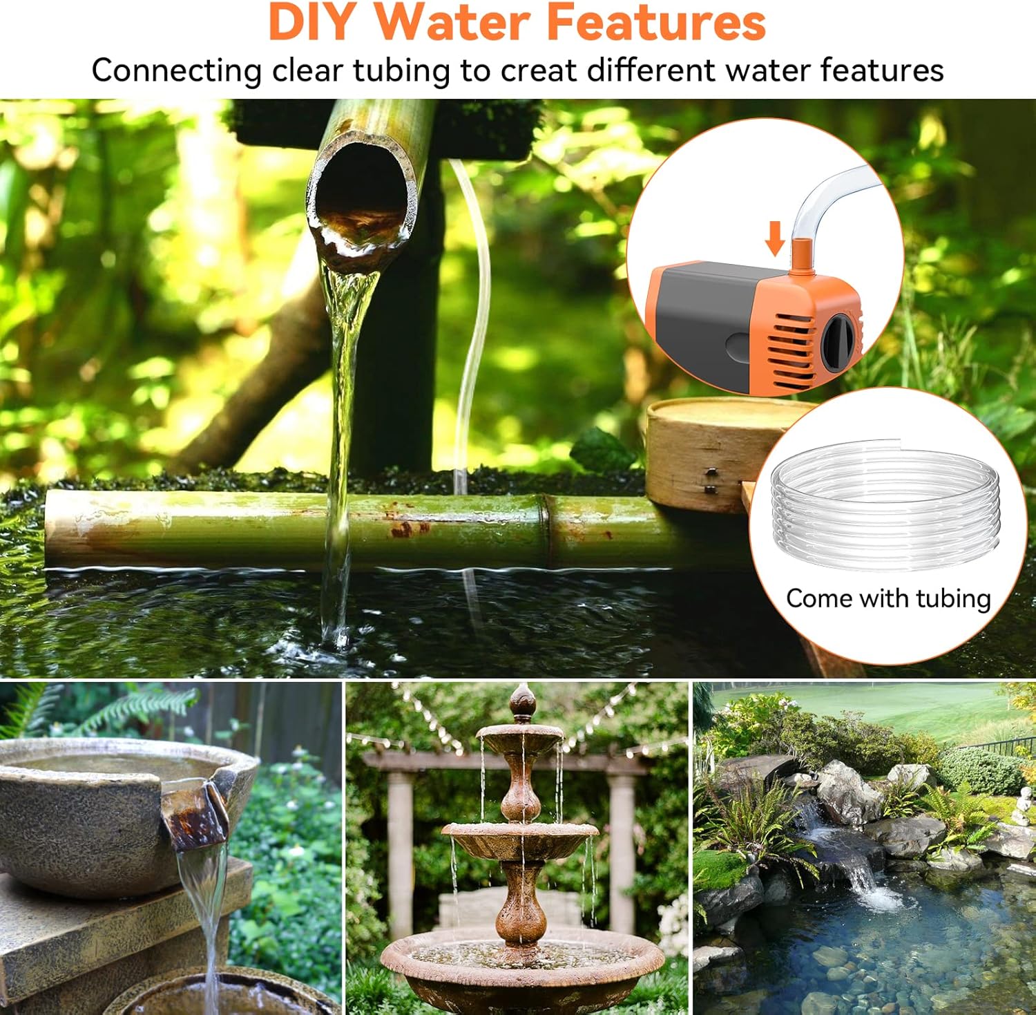 35W Solar Water Fountain Pump (Orange) - DIY Water Features