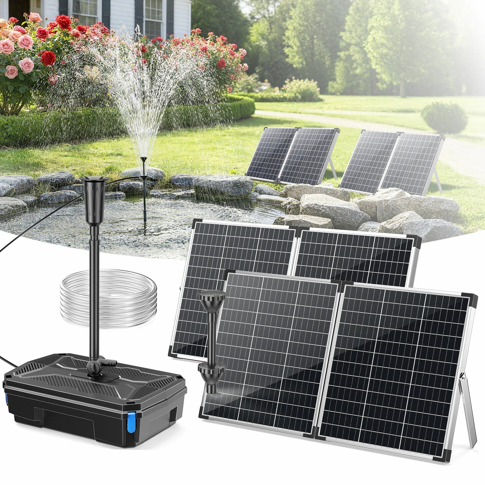 Kit de pompe de bassin solaire et fontaine 120 W 6000 l/h