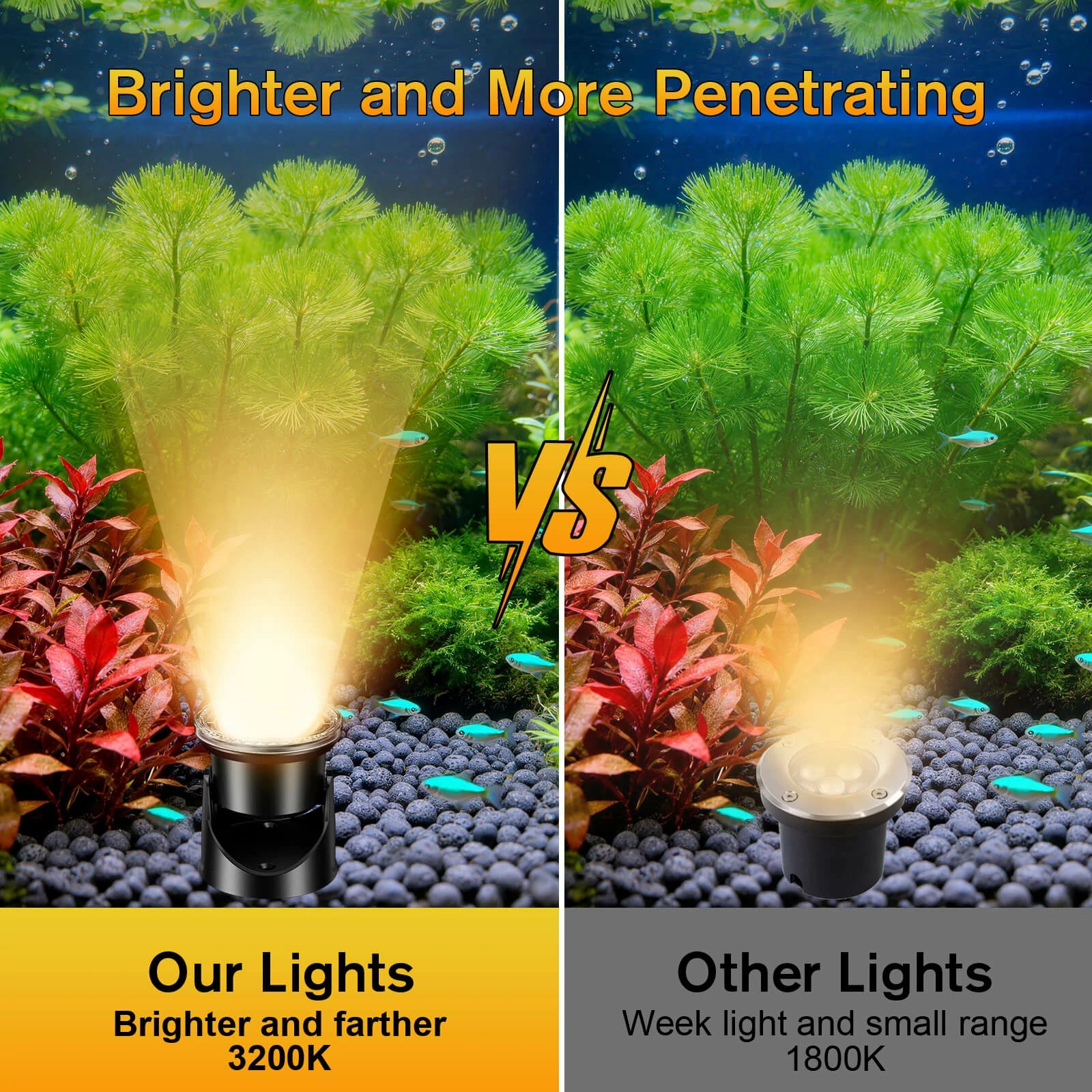 4-Head Warmwhite Underwater Electric Pond Lights with Timer