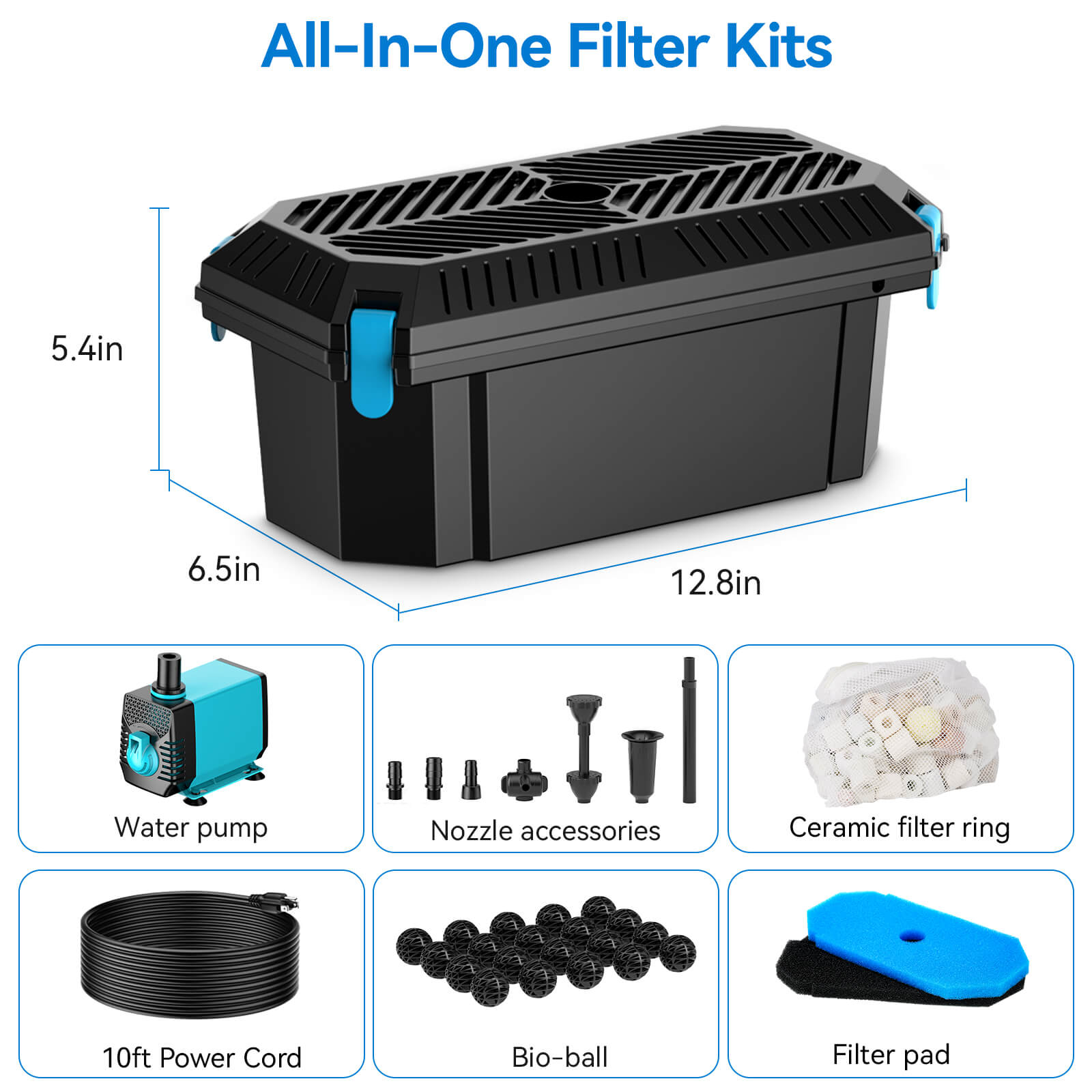 4′ x 4′ Pond Starter Kit | 5-in-1 Filter, Waterfall, Lights, Pond Liner & Underlayment