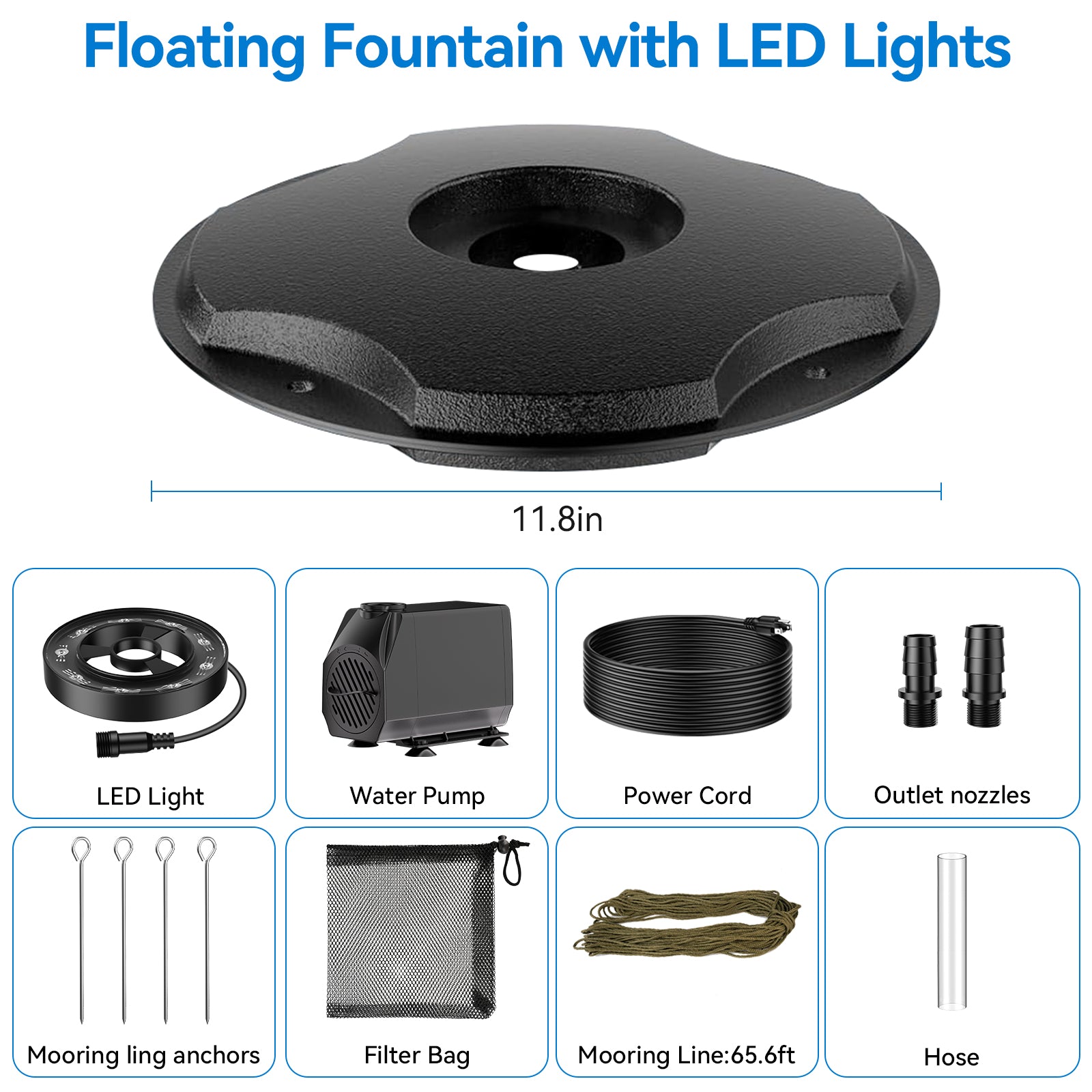 6′ x 6′ Pond Pro Kit | 5-in-1 Filter, Waterfall, Lights, Pond Liner & Underlayment