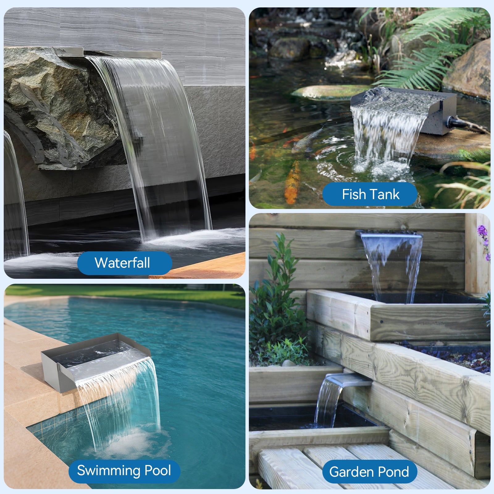 Déversoir de cascade 40 W 660 GPH avec kit de filtre pour bassin