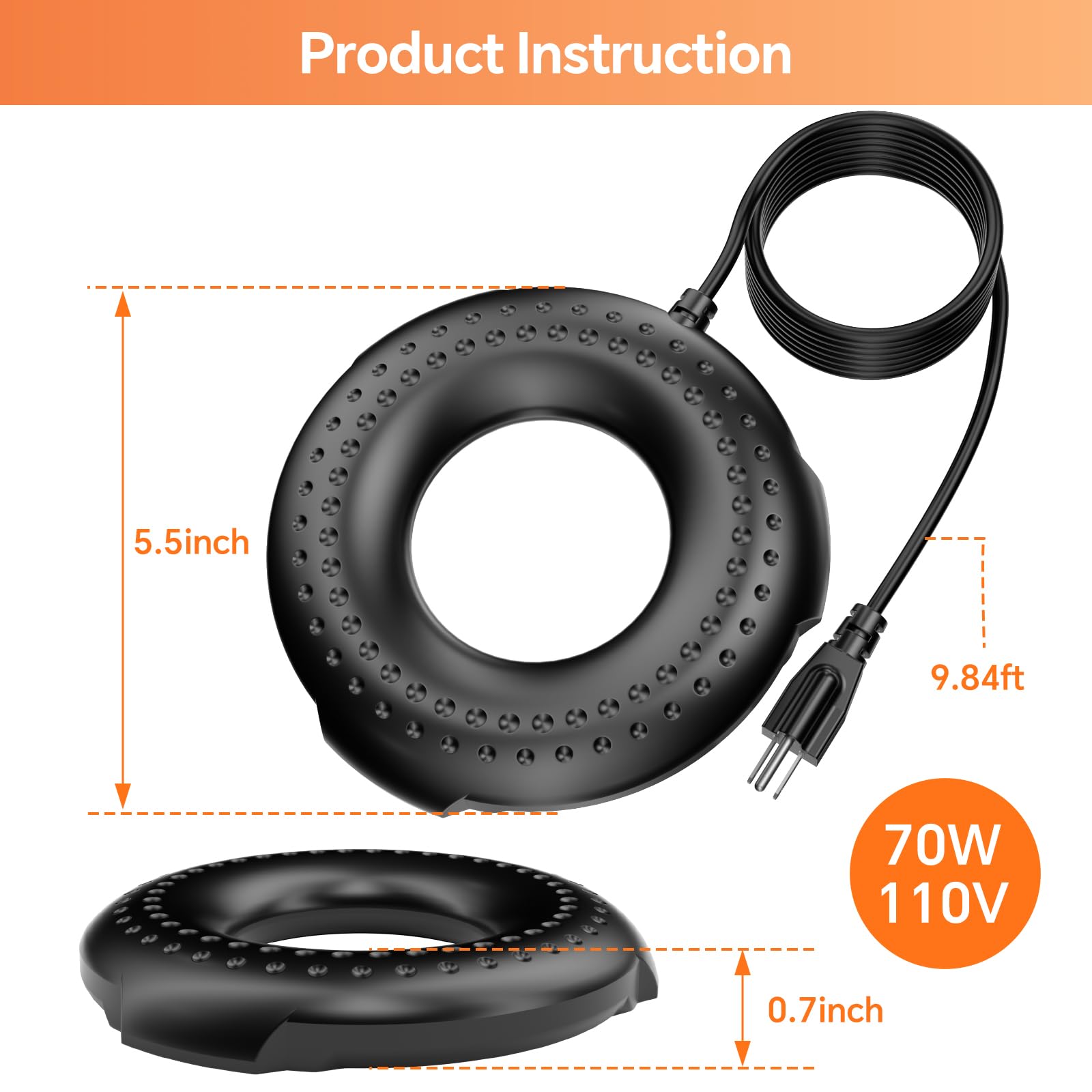 Fontaine chauffante pour bain d'oiseaux 70 W AC