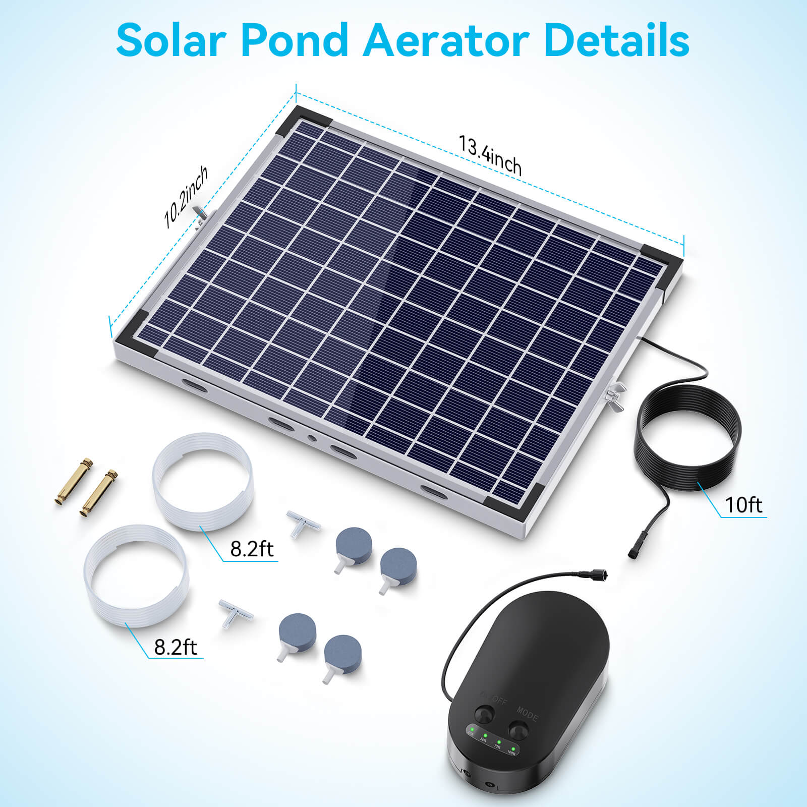 15W Solar Pond Aerator with 4400mAh Battery