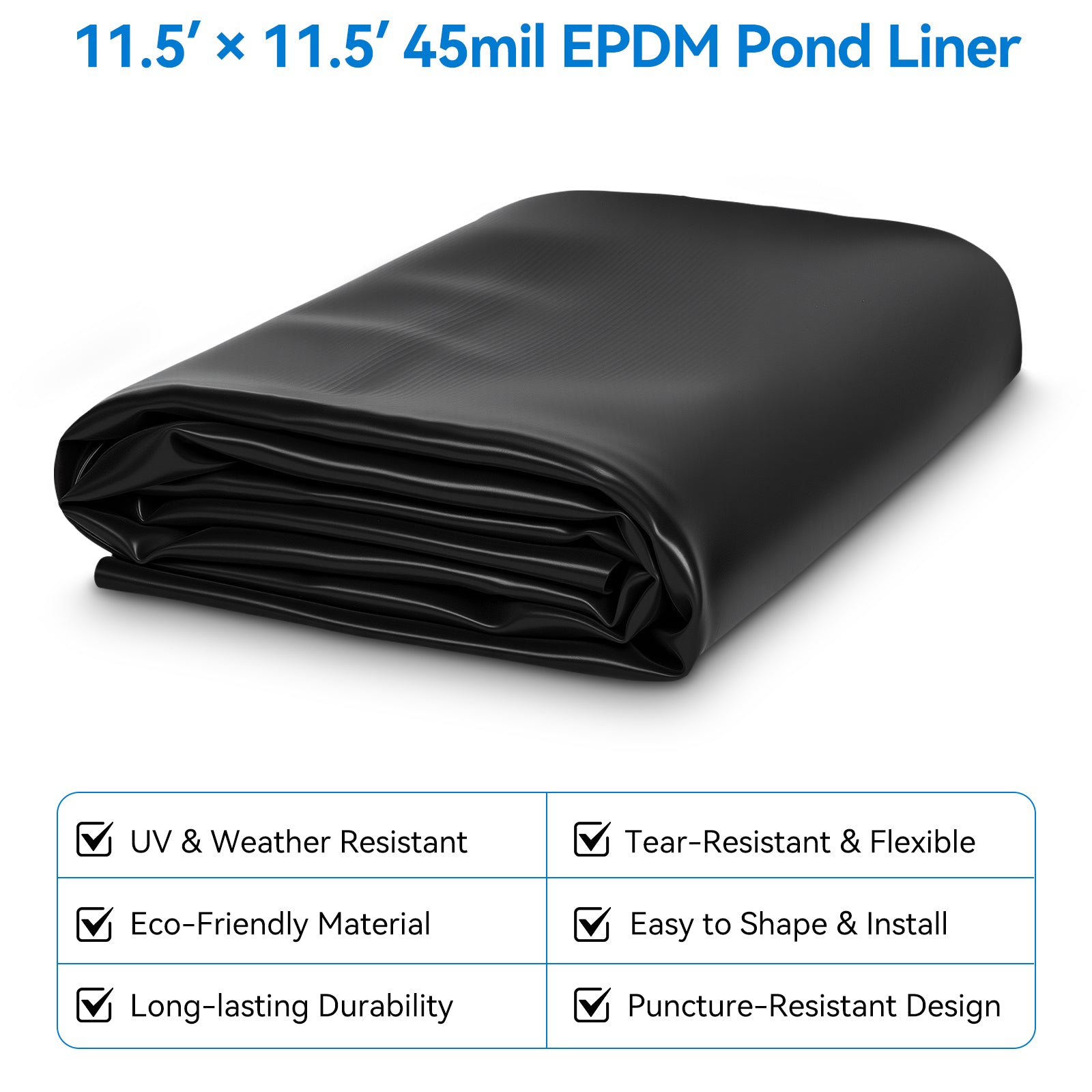 6′ x 6′ Pond Pro Kit | 5-in-1 Filter, Waterfall, Lights, Pond Liner & Underlayment