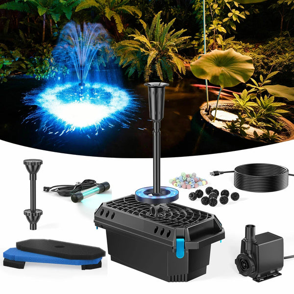 Filtre de bassin 2500 l/h avec clarificateur UV pour bassins extérieurs jusqu'à 6000 litres
