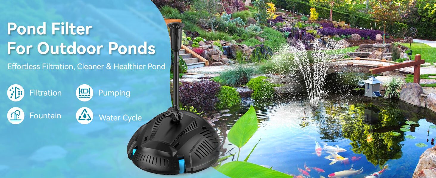 All-in-One Pond Filter for Outdoor Water Gardens