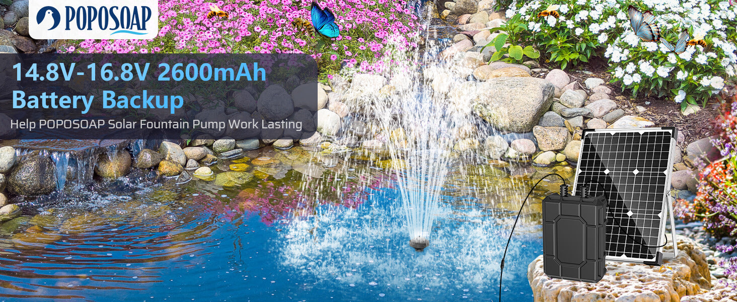 2600mAh Battery Backup for 25W/30W/35W/40W/45W/50W Solar Fountain Pump