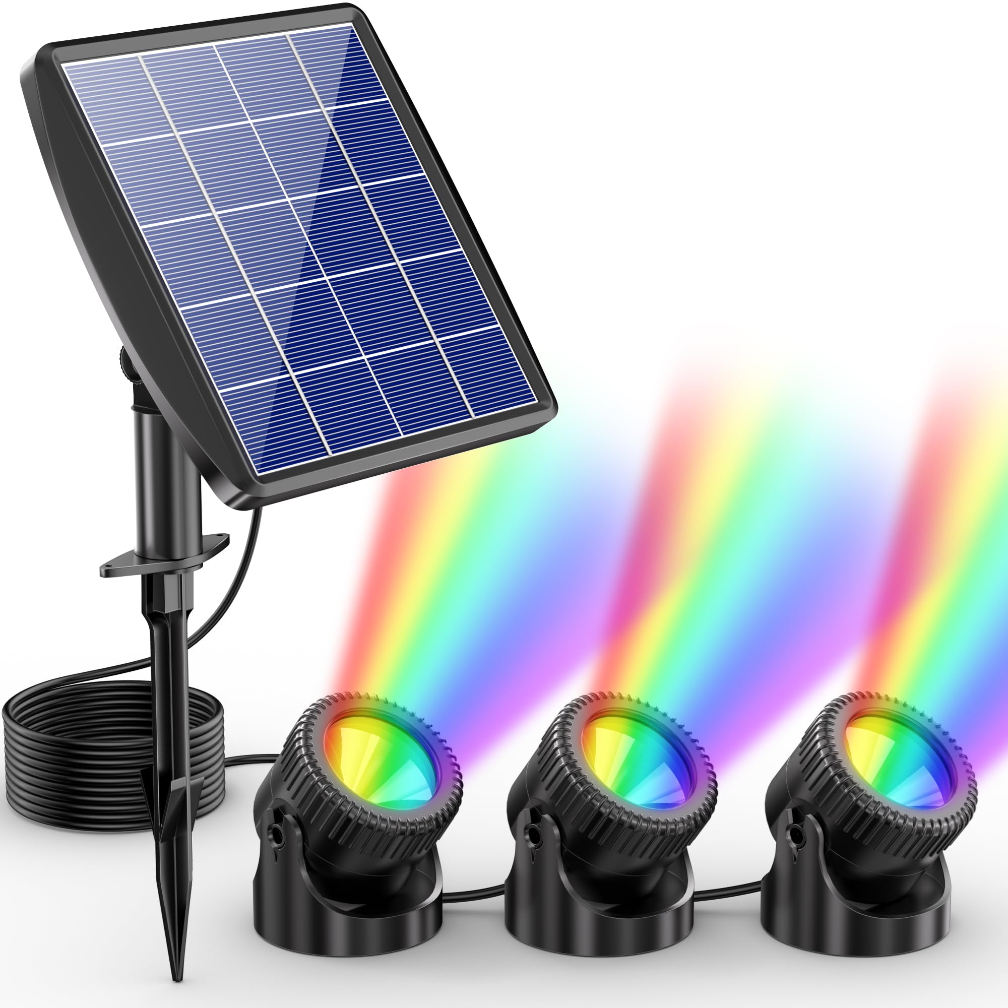 Underwater Solar Pond Lights - RGB & Fixed Color Modes, IP68 Waterproof, Adjustable Heads