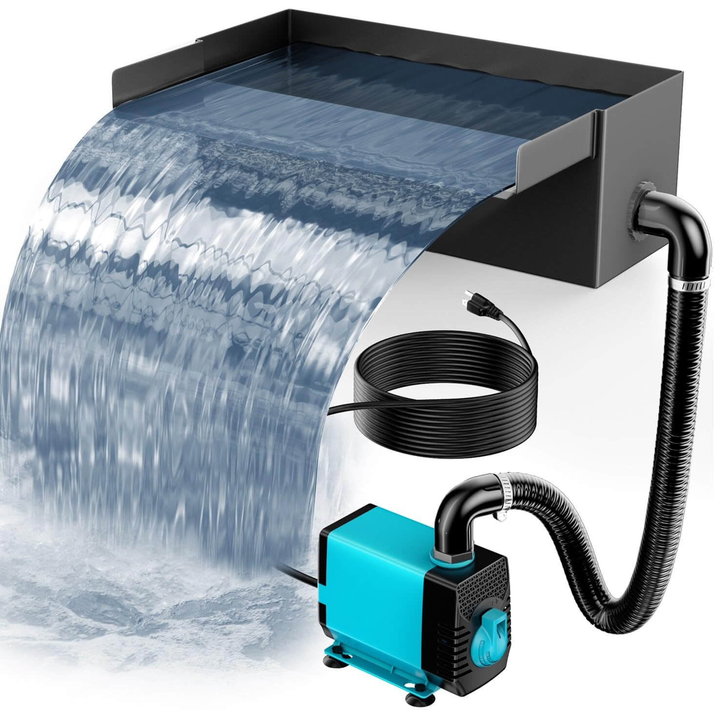 40W 660GPH Electric Waterfall Pump Kit with 8"x4.3" Spillway