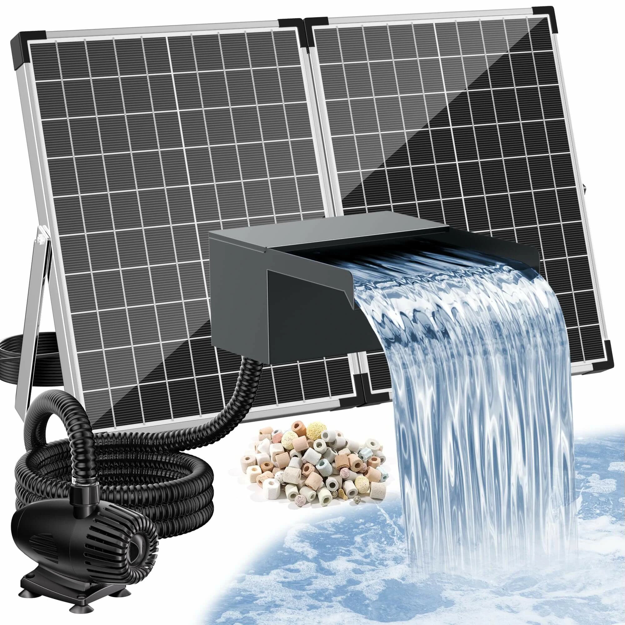 P5552Y 55W 580GPH Solar Waterfall Pump with 8" Spillway