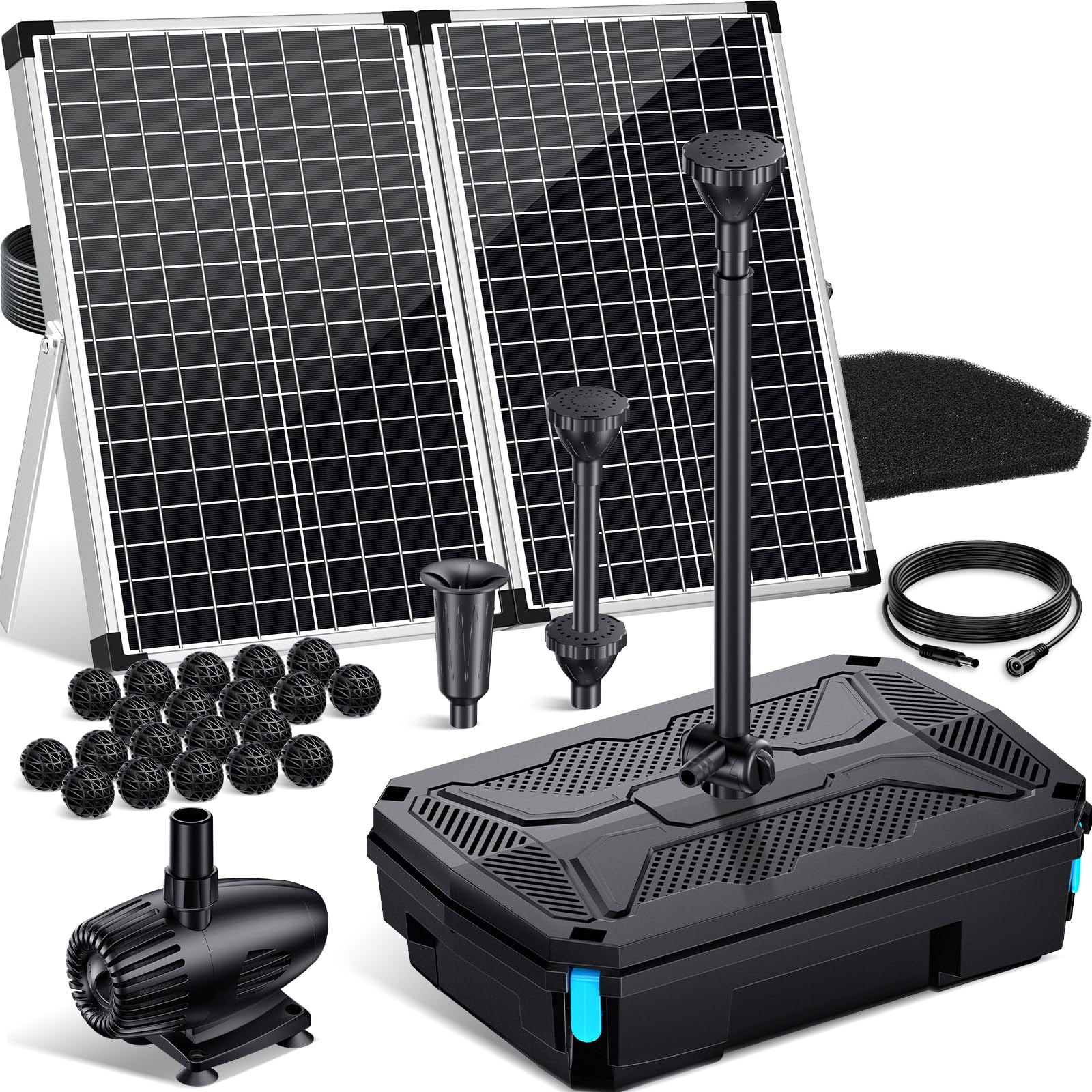 Kit de filtre et fontaine solaire pour bassin P35539 55 W 580 GPH