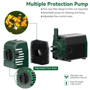 Pompe solaire pour fontaine à eau 20 W 280 GPH (verte)