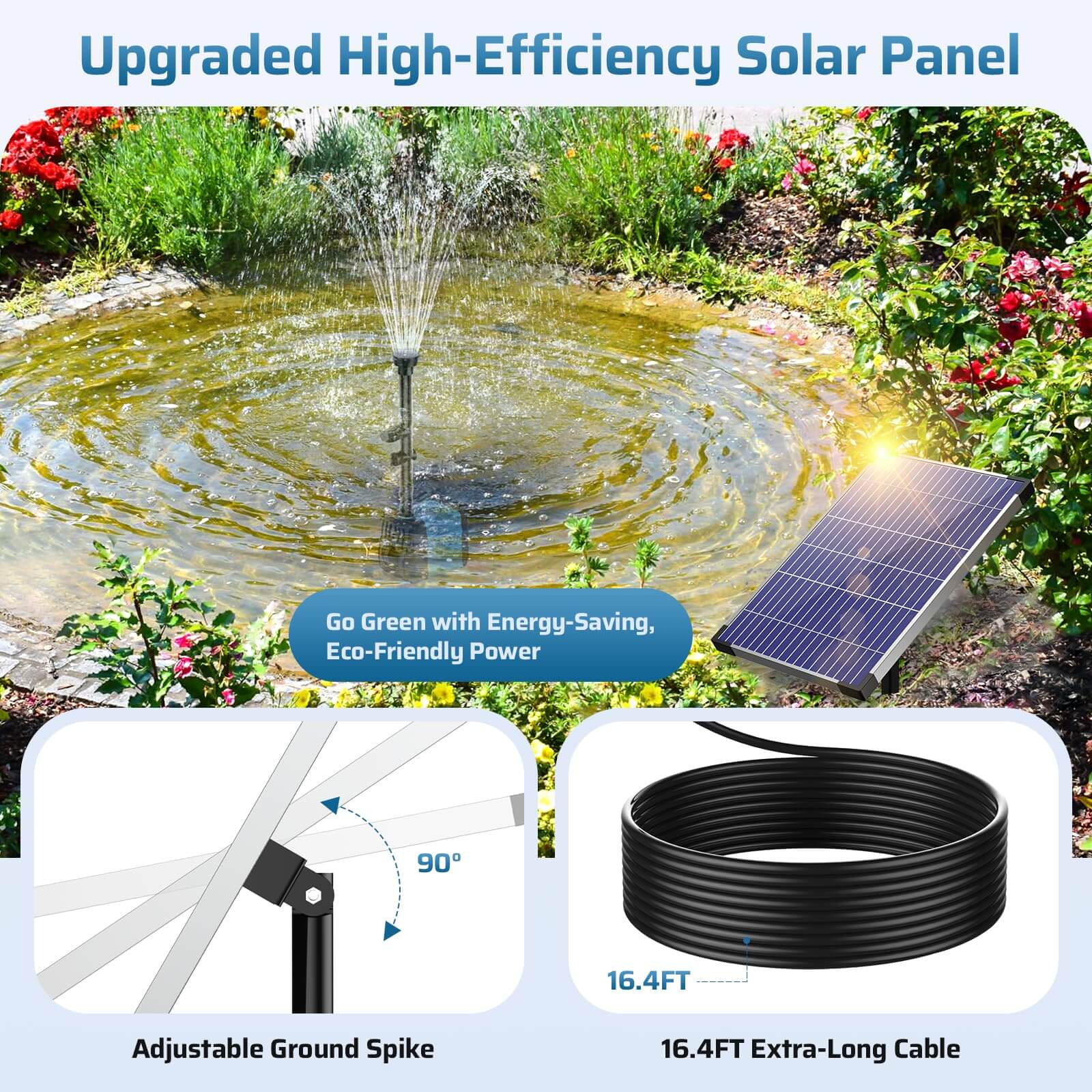 10W 120GPH Solar Water Fountain Pump