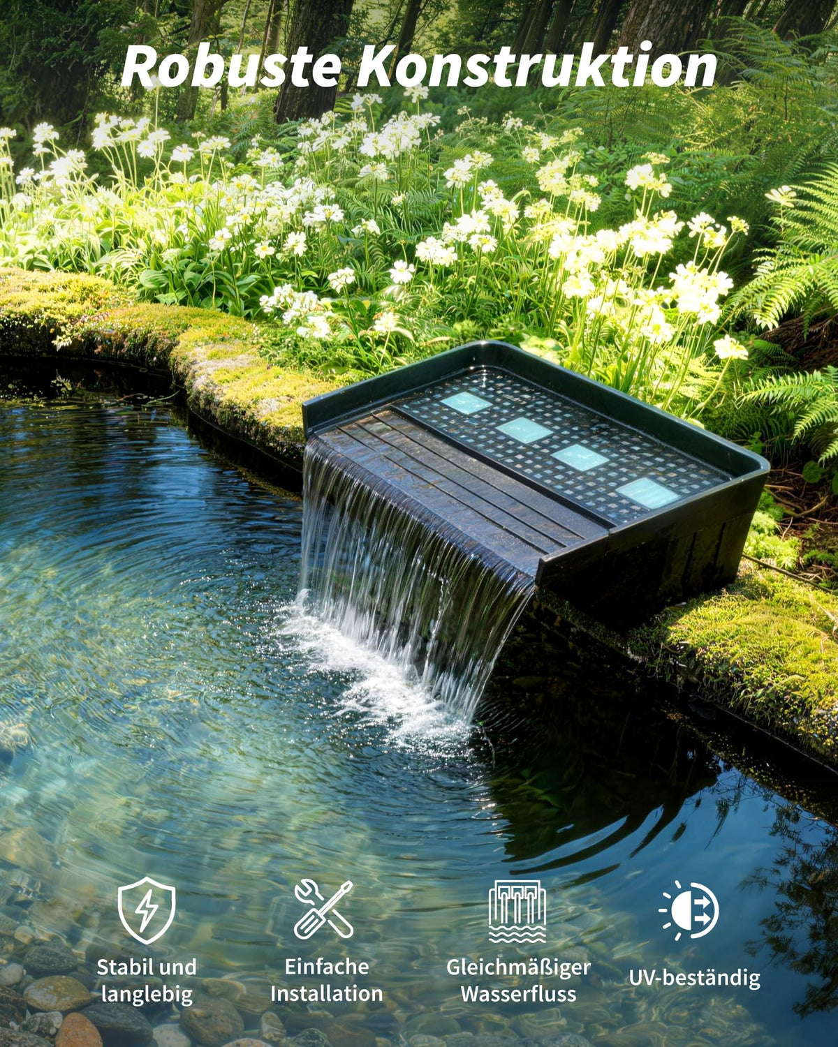 Cascade de bassin 60 cm déversoir pour grandes fontaines de jardin