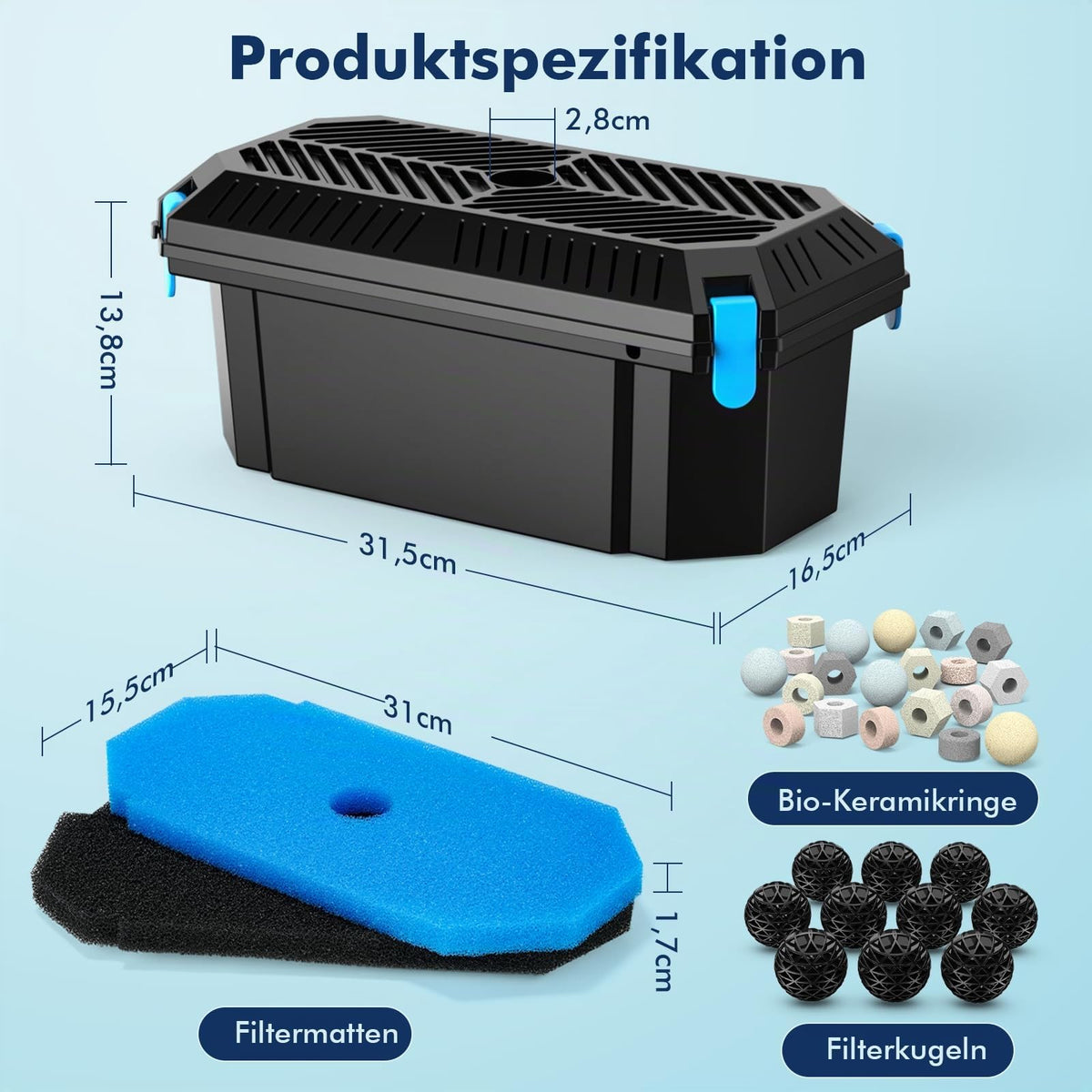 Boîte de filtration pour bassin POPOSOAP pour extérieur, taille moyenne, sans pompe