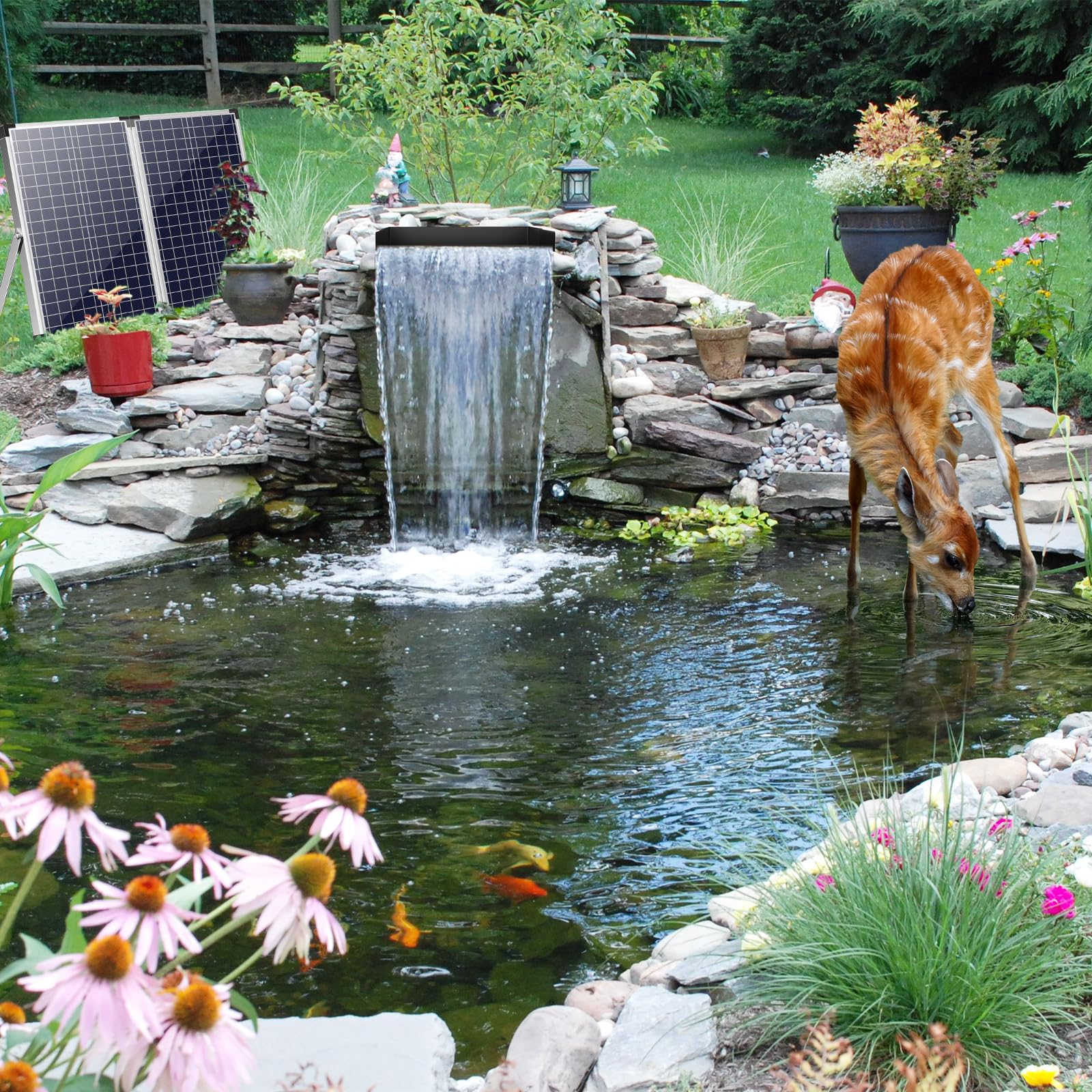 Panneau solaire 70 W 40 W 580 GPH 12" x 4,3" Kit cascade en métal