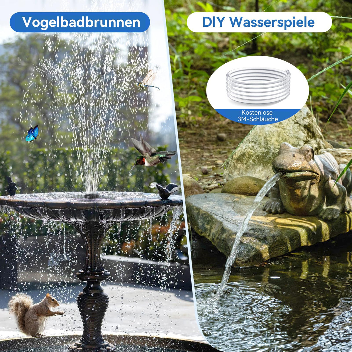 6,5W Solar Springbrunnen für Außen Teich, Vogelbad