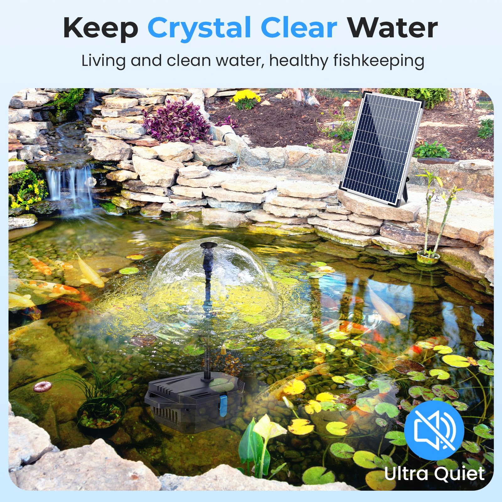 Kit de filtre et fontaine solaire pour bassin P3122 12 W 160 GPH