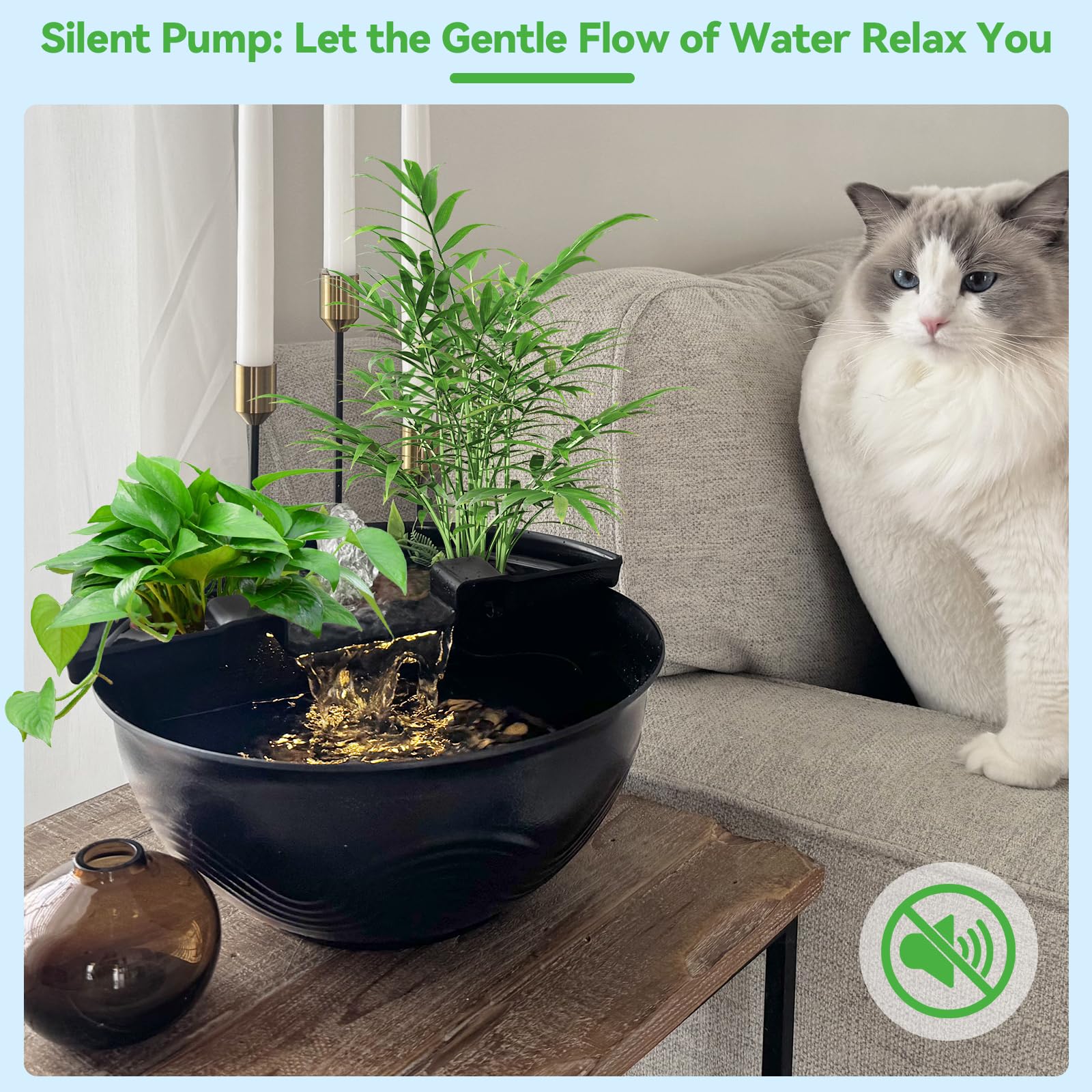 Mini bassin de jardin aquatique avec cascade et éclairage LED