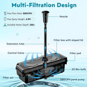 Kit de filtre et fontaine solaire pour bassin P35539 55 W 580 GPH