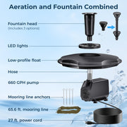 Fontaine flottante 45 W 660 GPH avec lumières LED