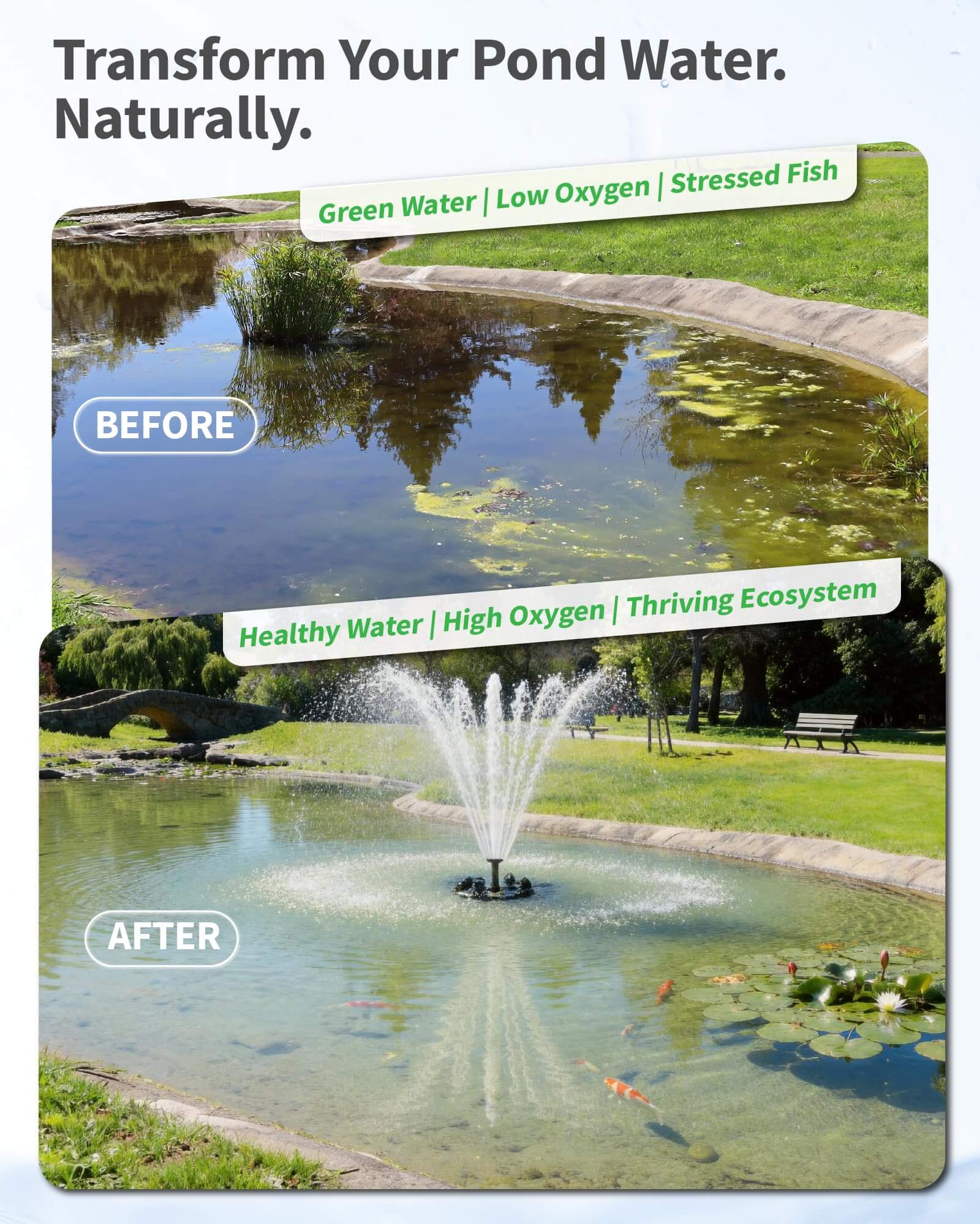 45W 1200GPH Floating Fountain with LED Light