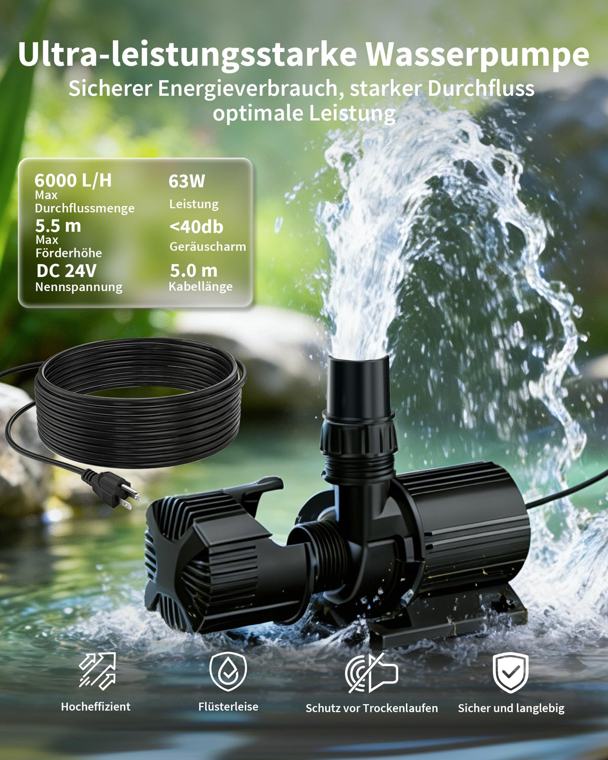 Grand kit de cascade pour bassin, 58 cm de large, pour bassin et ruisseau