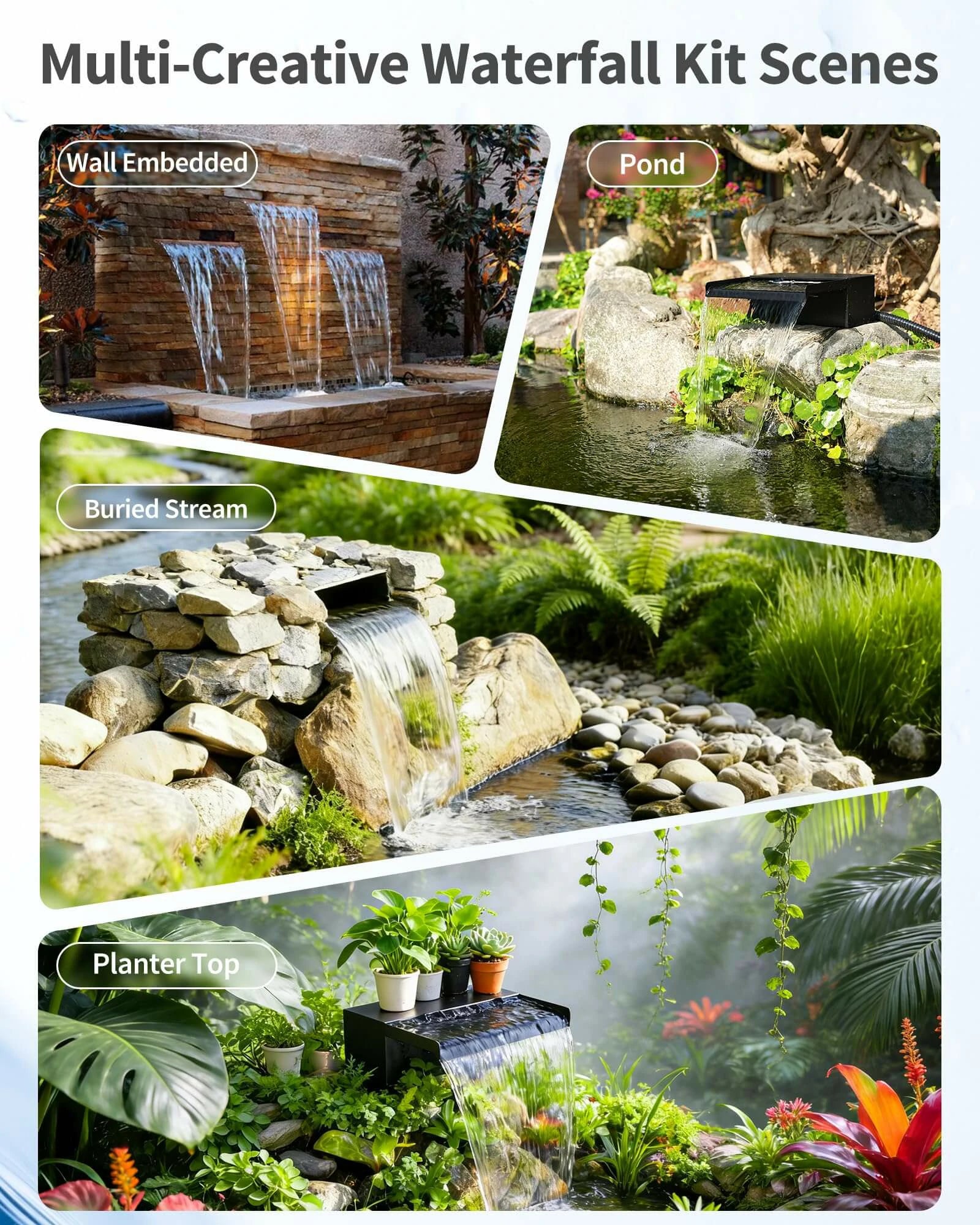 70W 680GPH Solar Waterfall Pump Kit with 12" Spillway