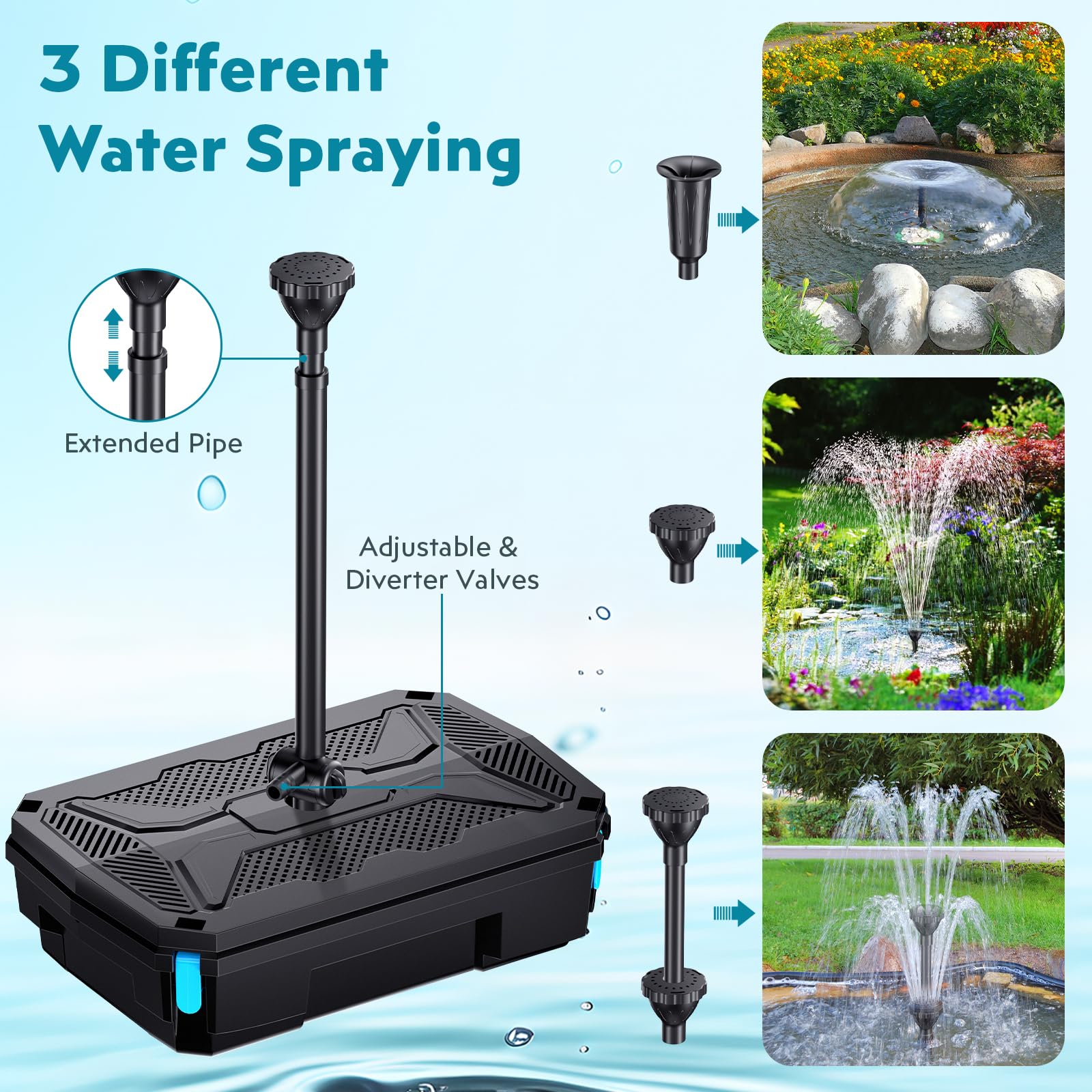 Fontaine à filtre solaire pour bassin P37039 70 W 680 GPH