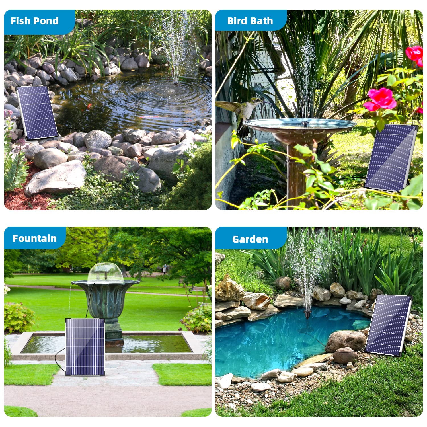 Pompe solaire pour fontaine à eau 12 W 160 GPH - Pompe noire