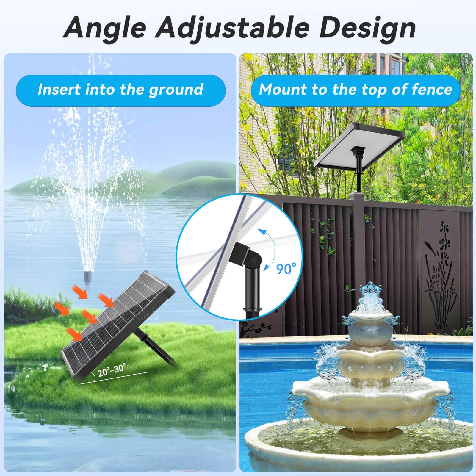 25W 320GPH Solar Water Fountain Pump