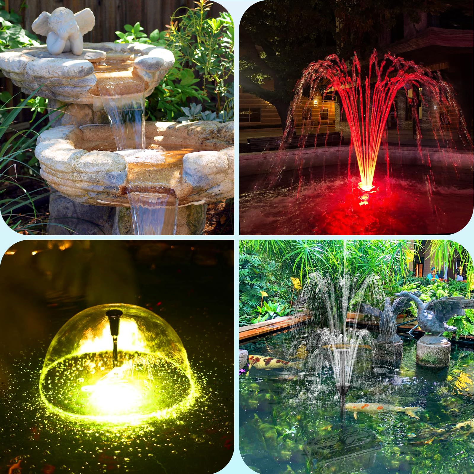 Fontaine filtrante pour bassin P2326D 40W 660GPH avec éclairage