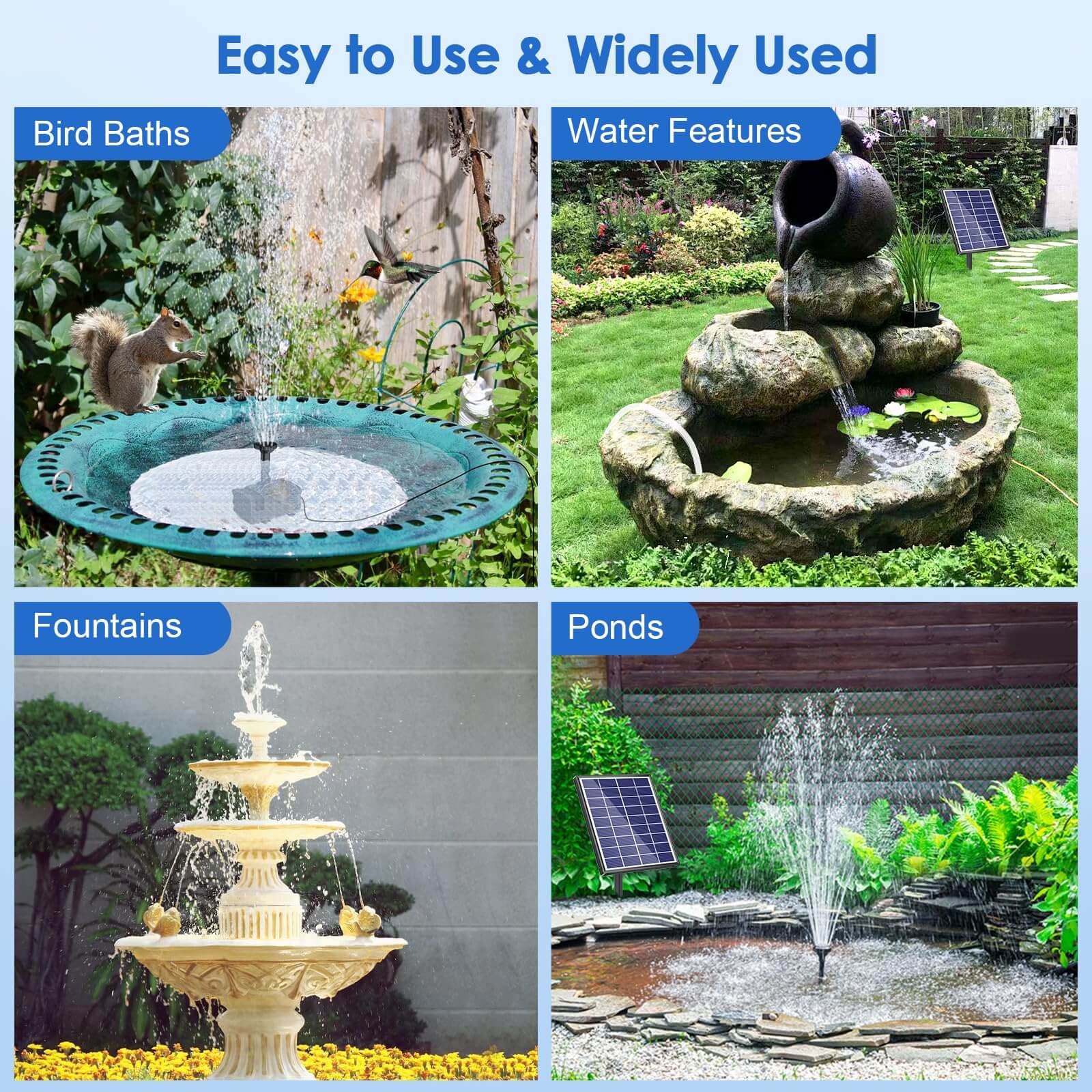 6.5W 80GPH Solar Birdbath Fountain Pump