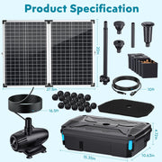 Kit de filtre et fontaine solaire pour bassin P35539 55 W 580 GPH
