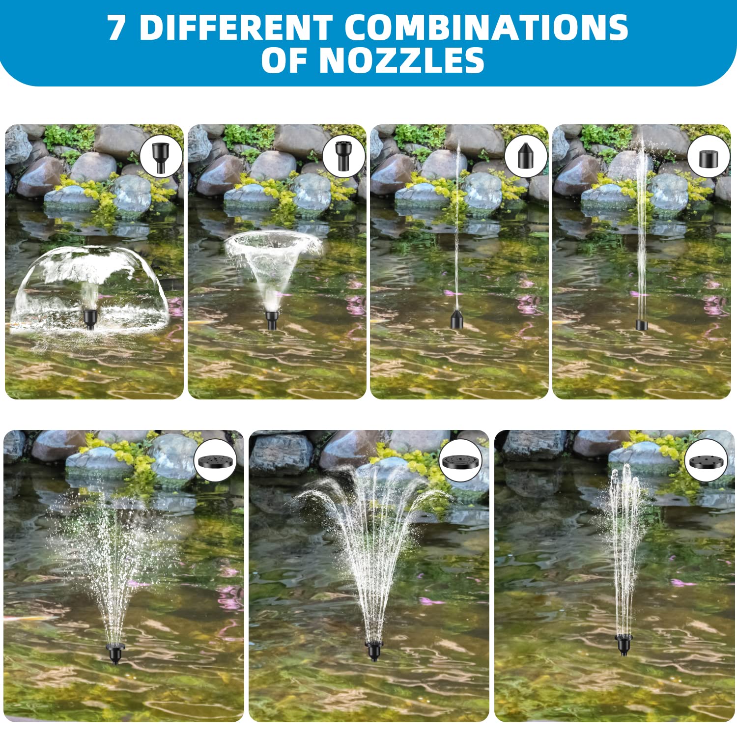 Pompe solaire pour fontaine à eau 12 W 160 GPH - Pompe noire