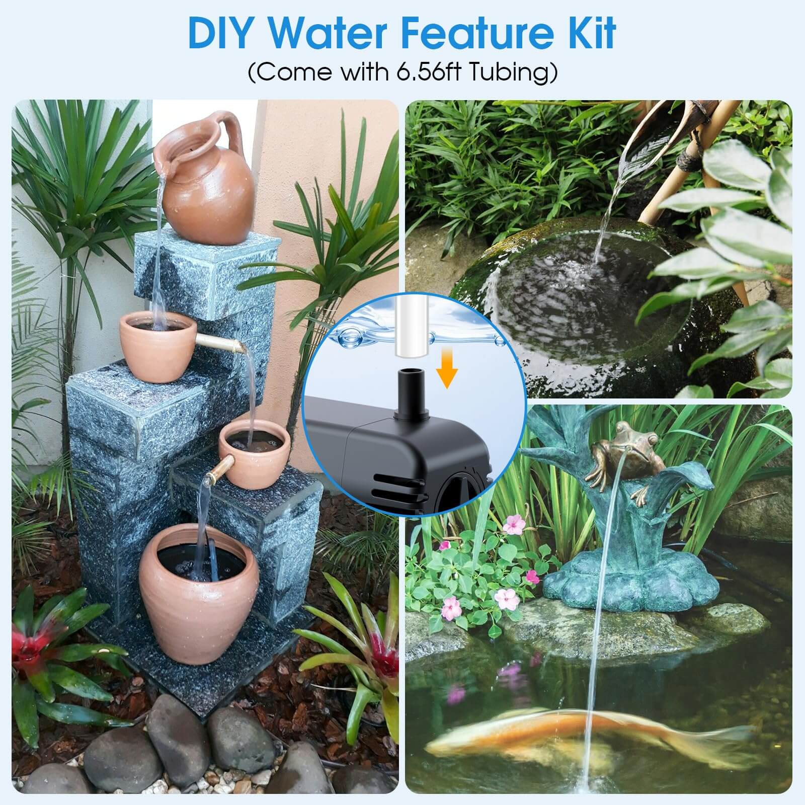 12W 160GPH Solar Water Fountain Pump - Black Pump