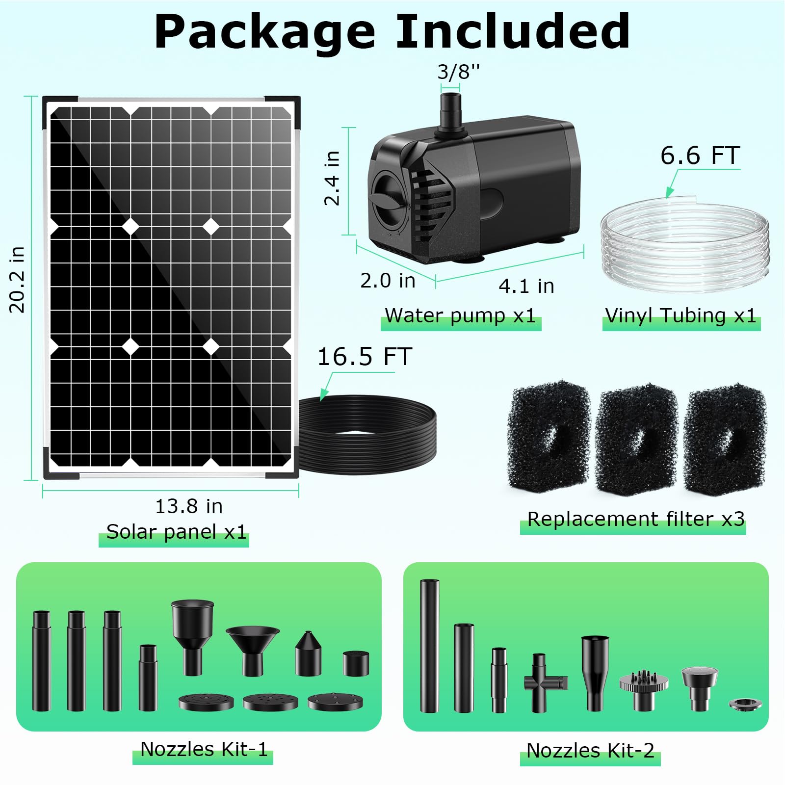 Pompe solaire pour fontaine à eau 45 W 340 GPH