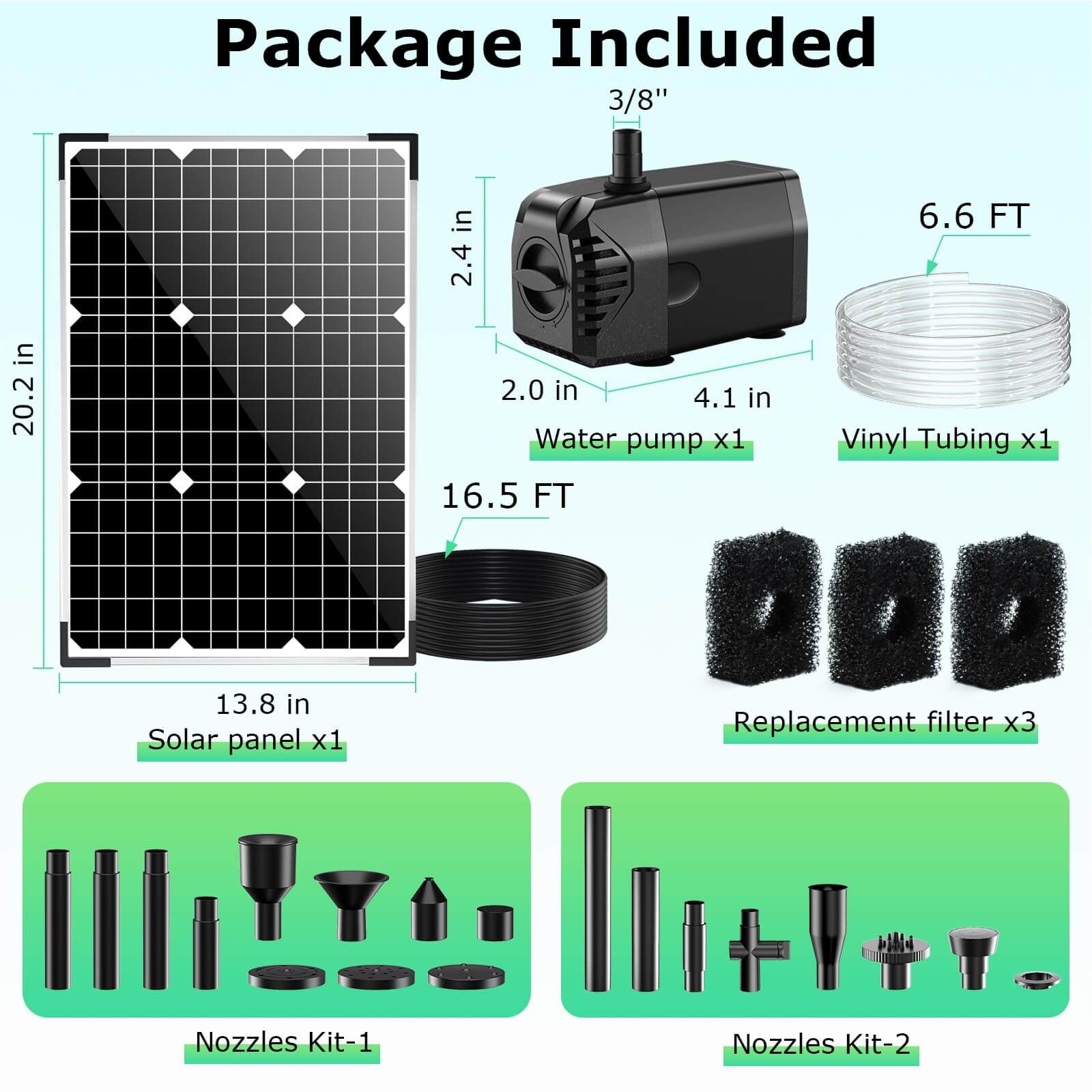 45W 340GPH Solar Water Fountain Pump