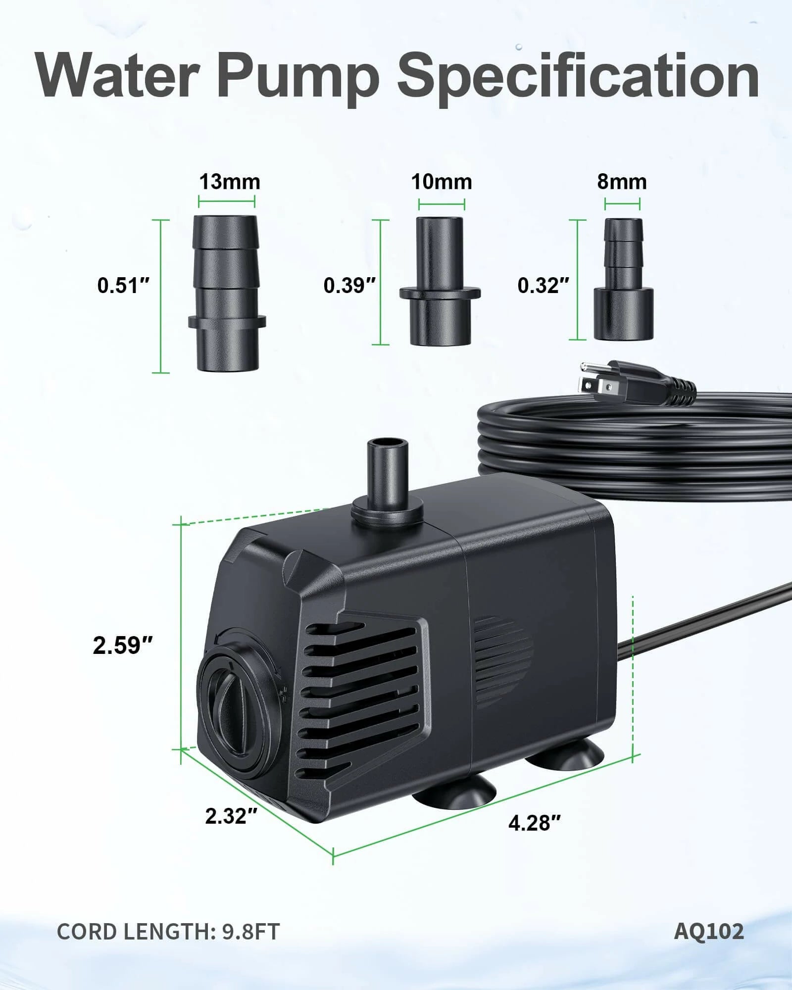 12W 200GPH Submersible Water Pump