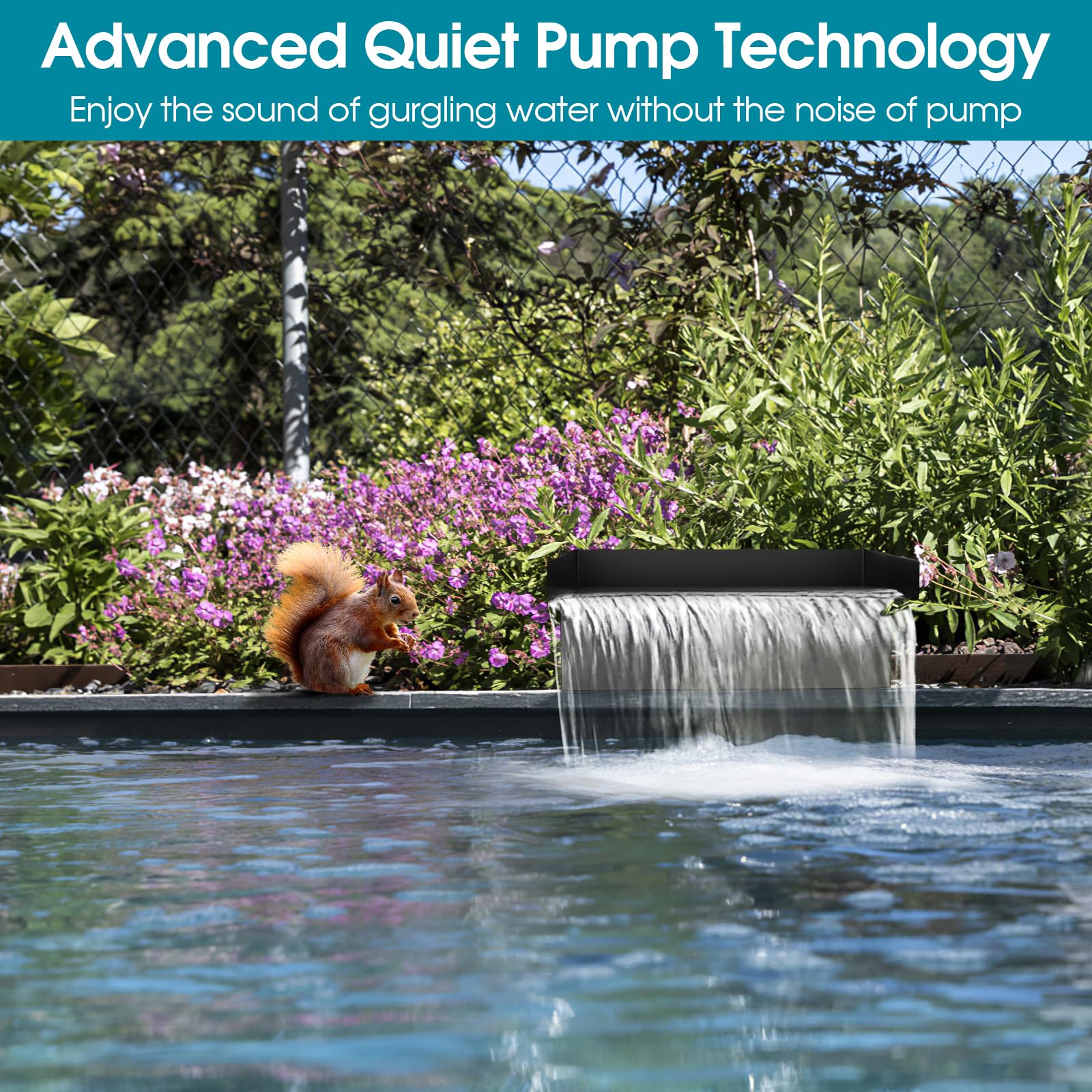 Kit de pompe électrique pour cascade 40 W 660 GPH avec déversoir de 12 po x 4,3 po