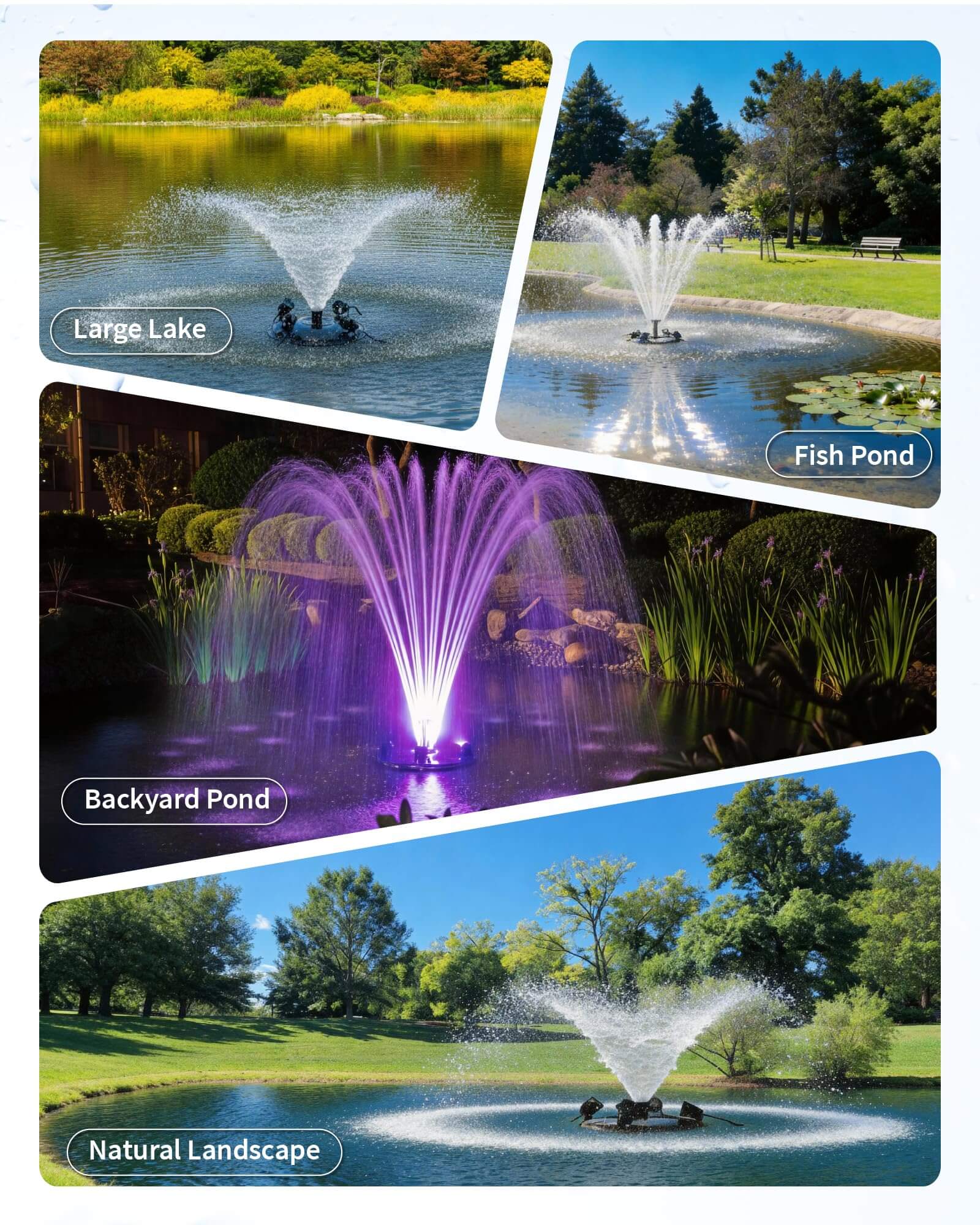 45W 1200GPH Floating Fountain with LED Light