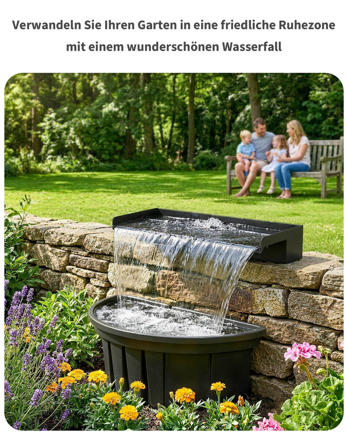 Kit cascade de bassin, jeu d'eau en circuit fermé 6000 l/h