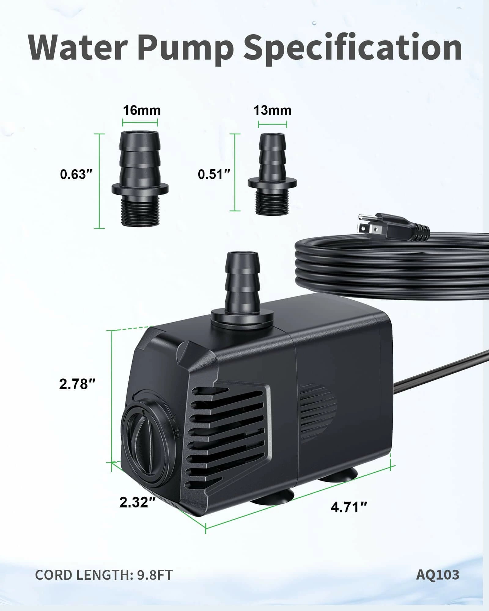 24W 400GPH Submersible Water Pump