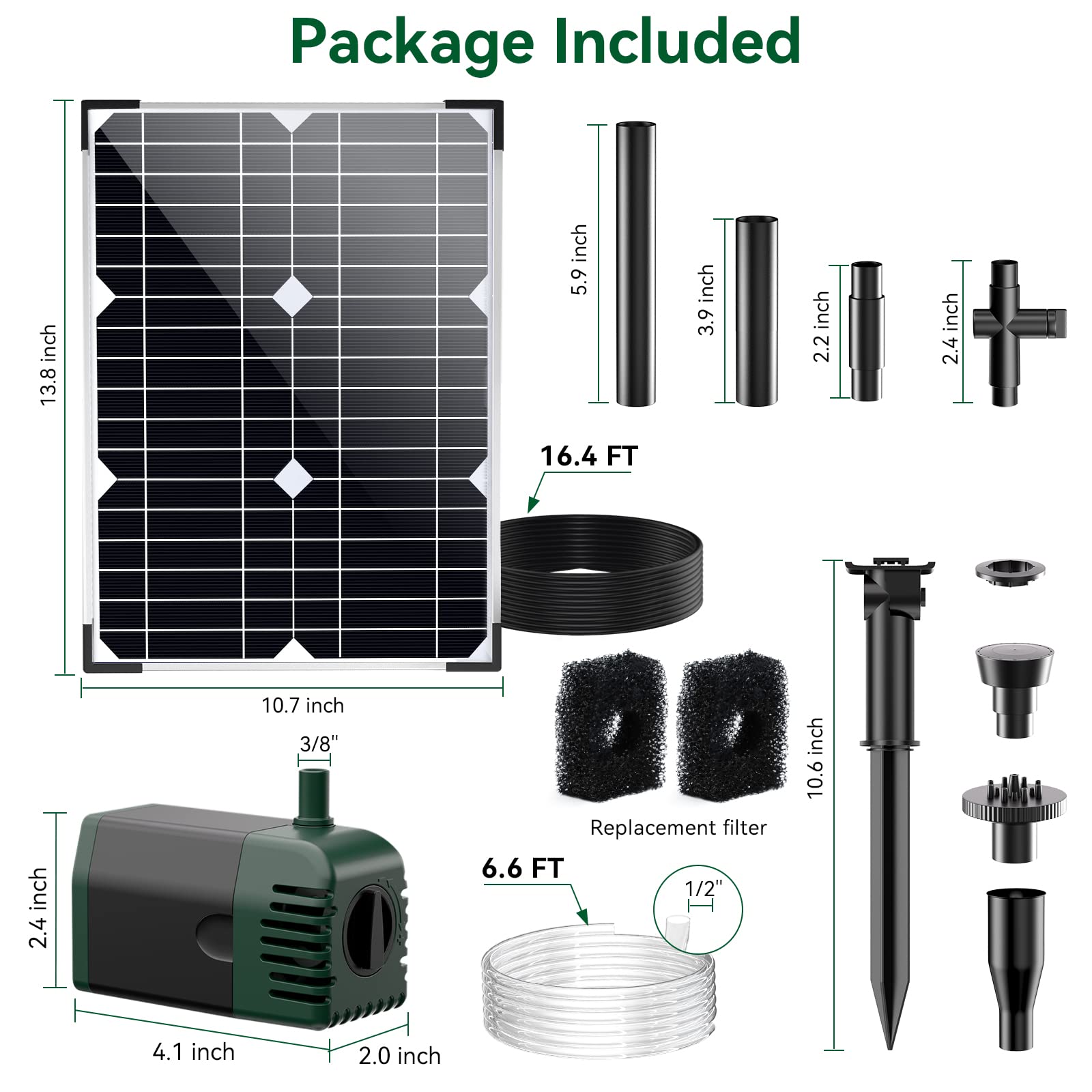 Pompe solaire pour fontaine à eau 20 W 280 GPH (verte)